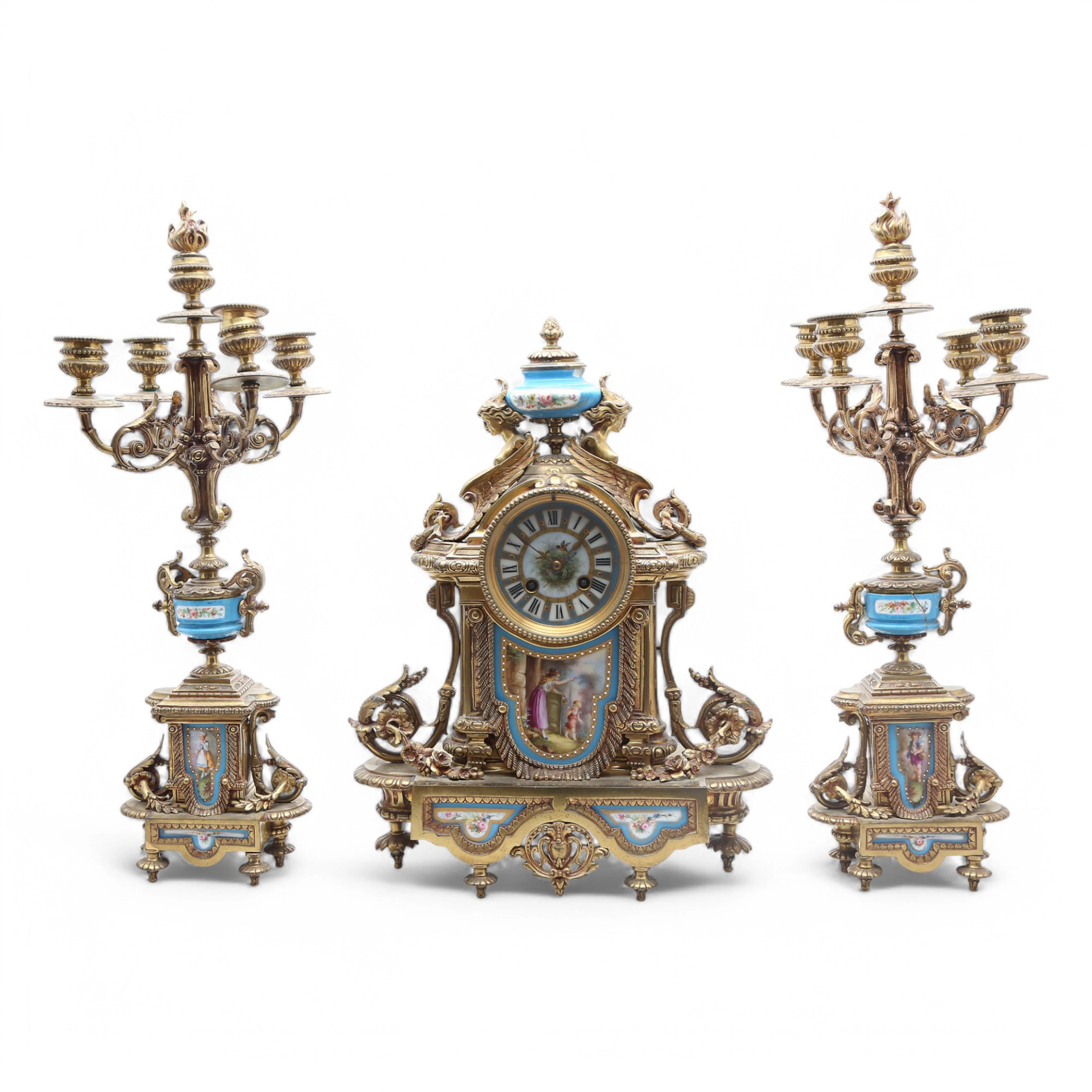apoleon III ornament in gilt bronze and Sèvres-like “bleu céleste”