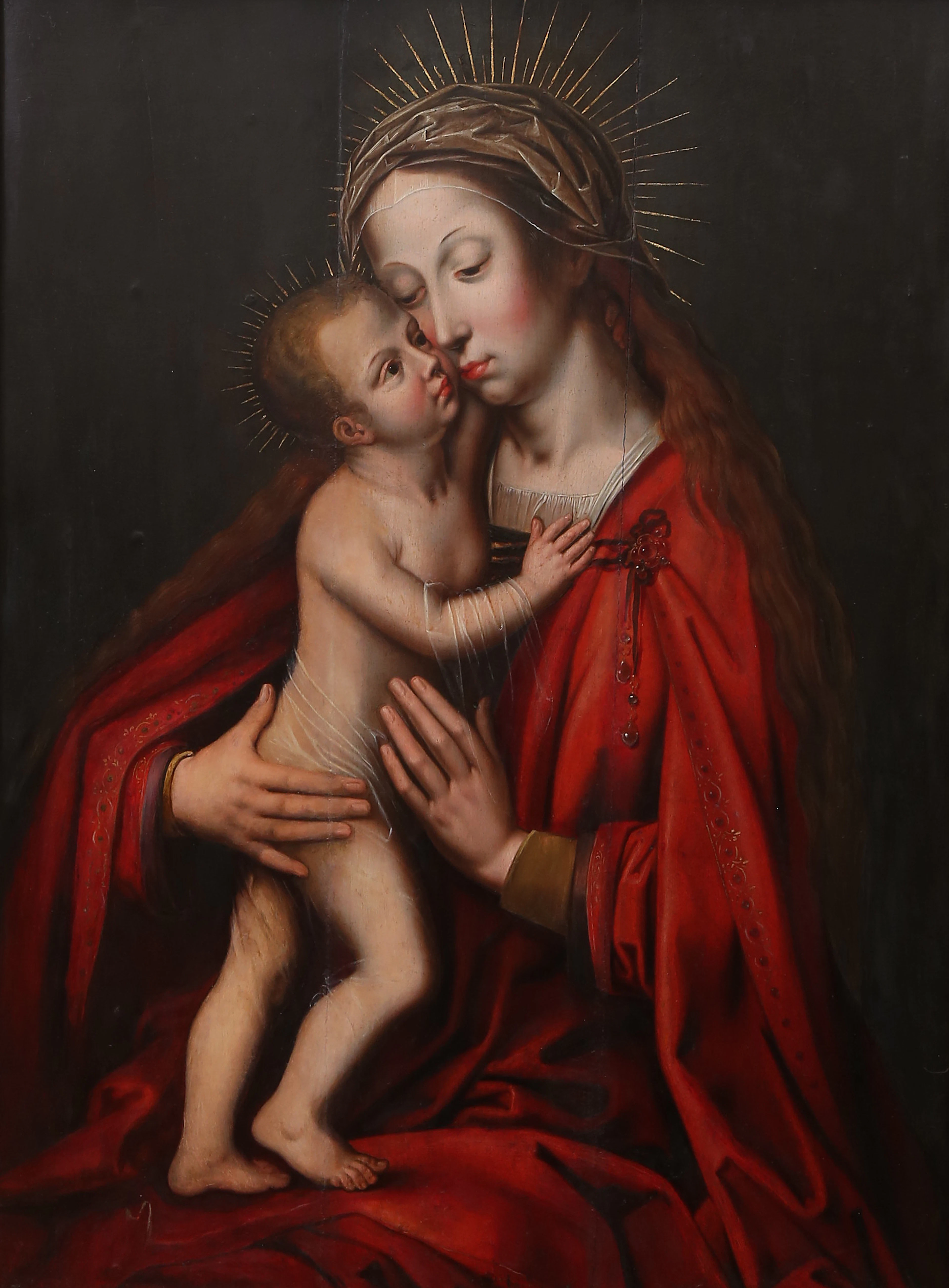 FLEMISH SCHOOL, 16TH CENTURY. AFTER QUENTIN METSYS. Virgin and Child.