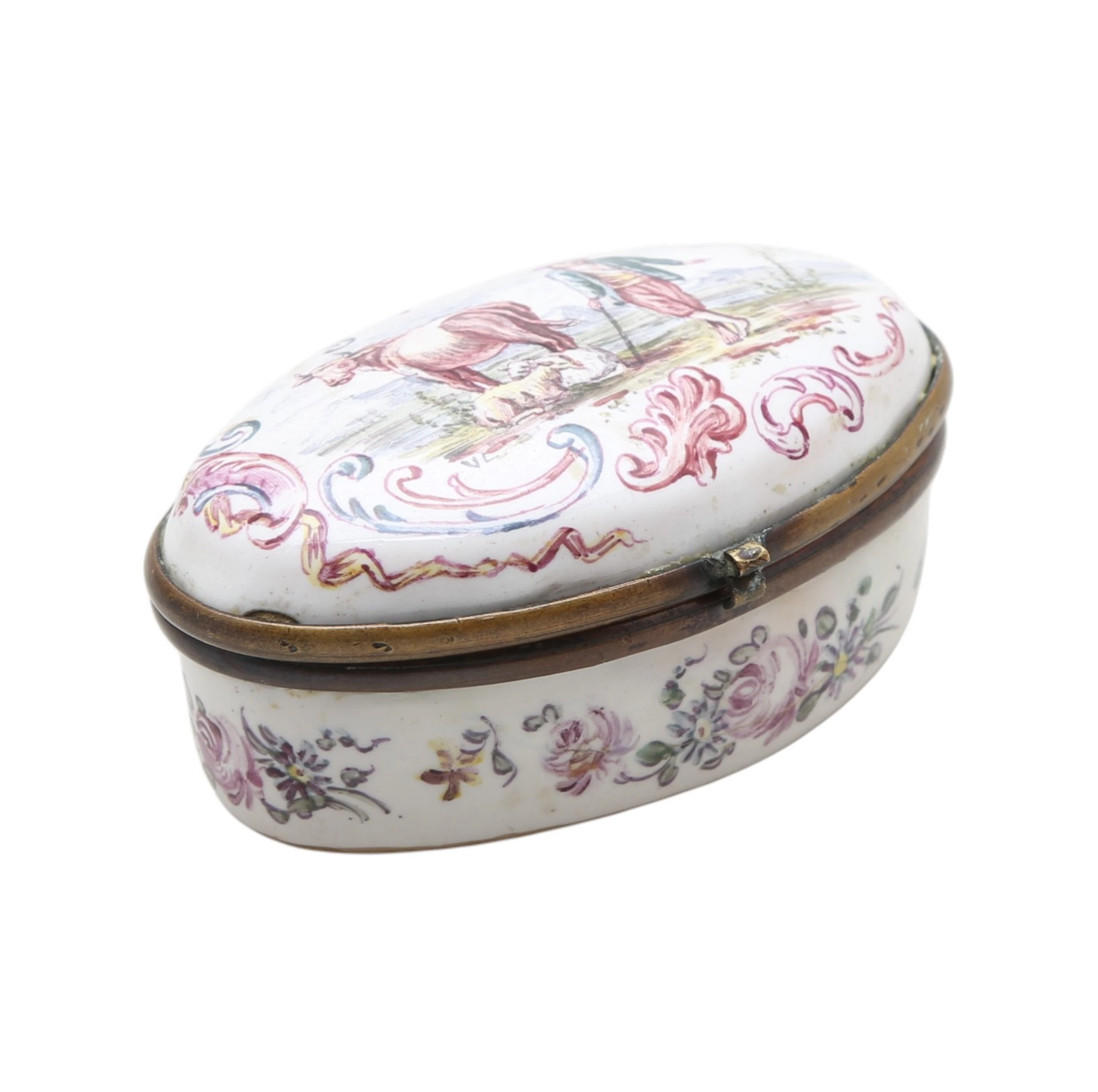 French snuff box in Lille porcelain, 1767.