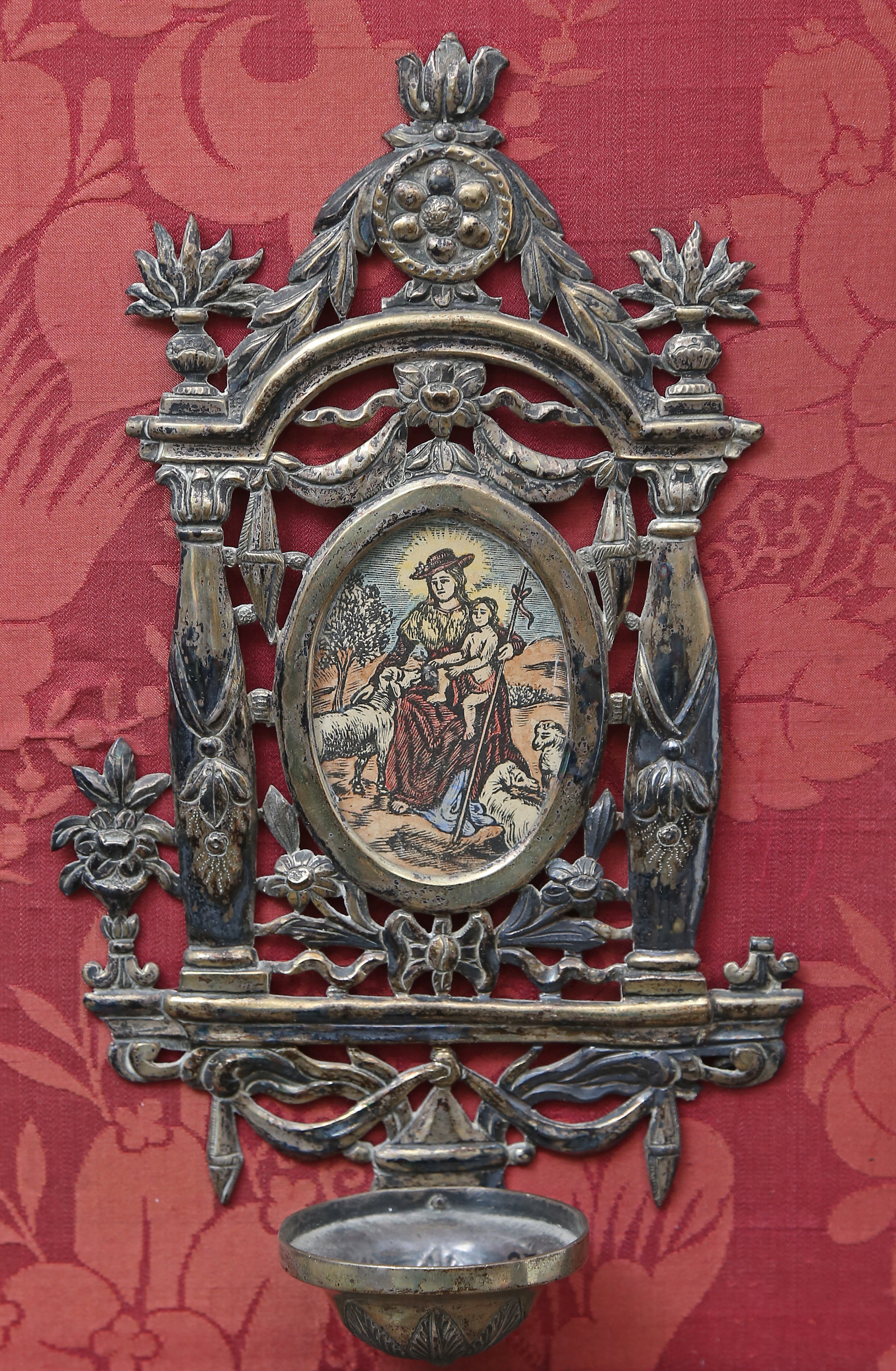 Charles IV silver holy water font, late 18th century.