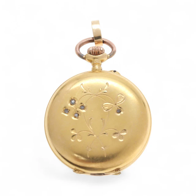 Reloj de bolsillo de señora en oro, de finales del siglo XIX.