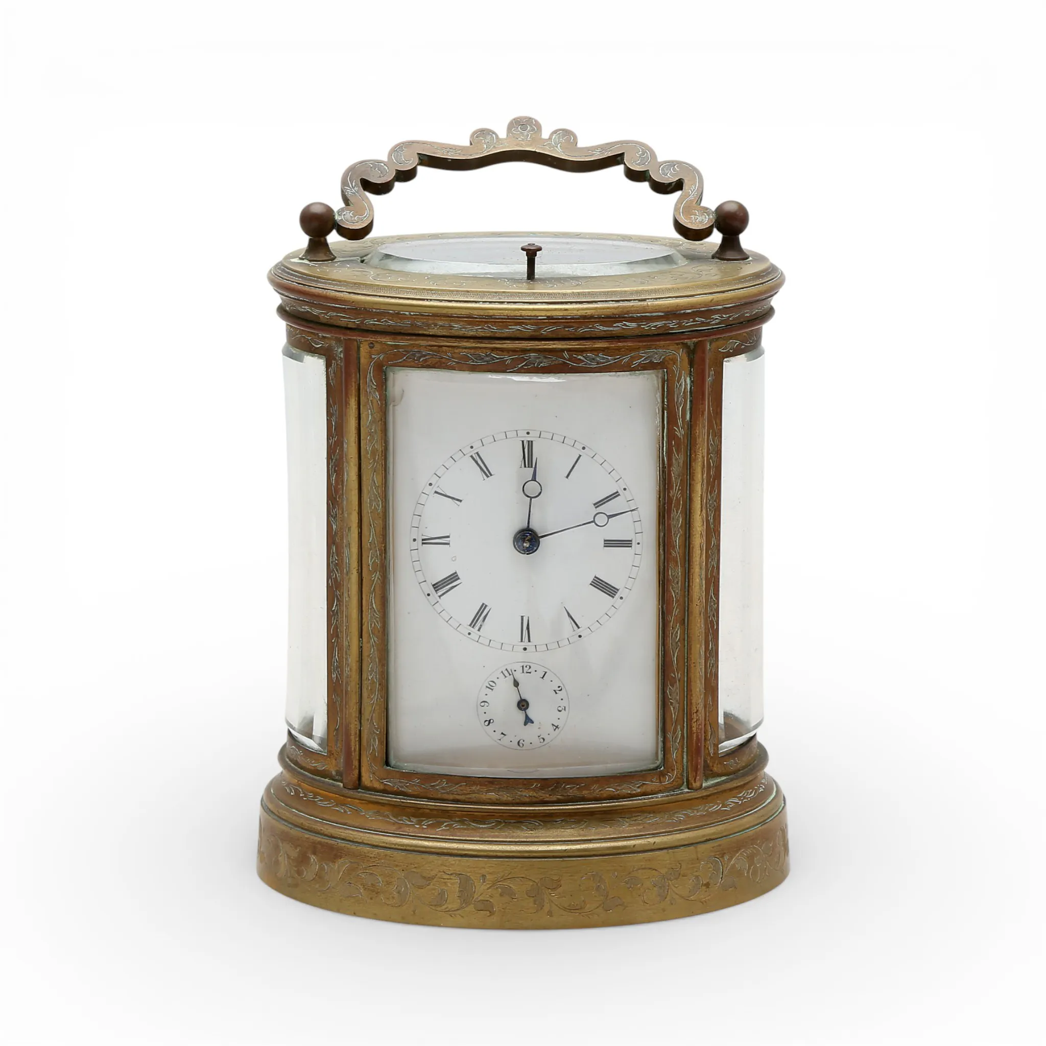 French travel clock in gilt bronze style, late 19th century. | Barnebys