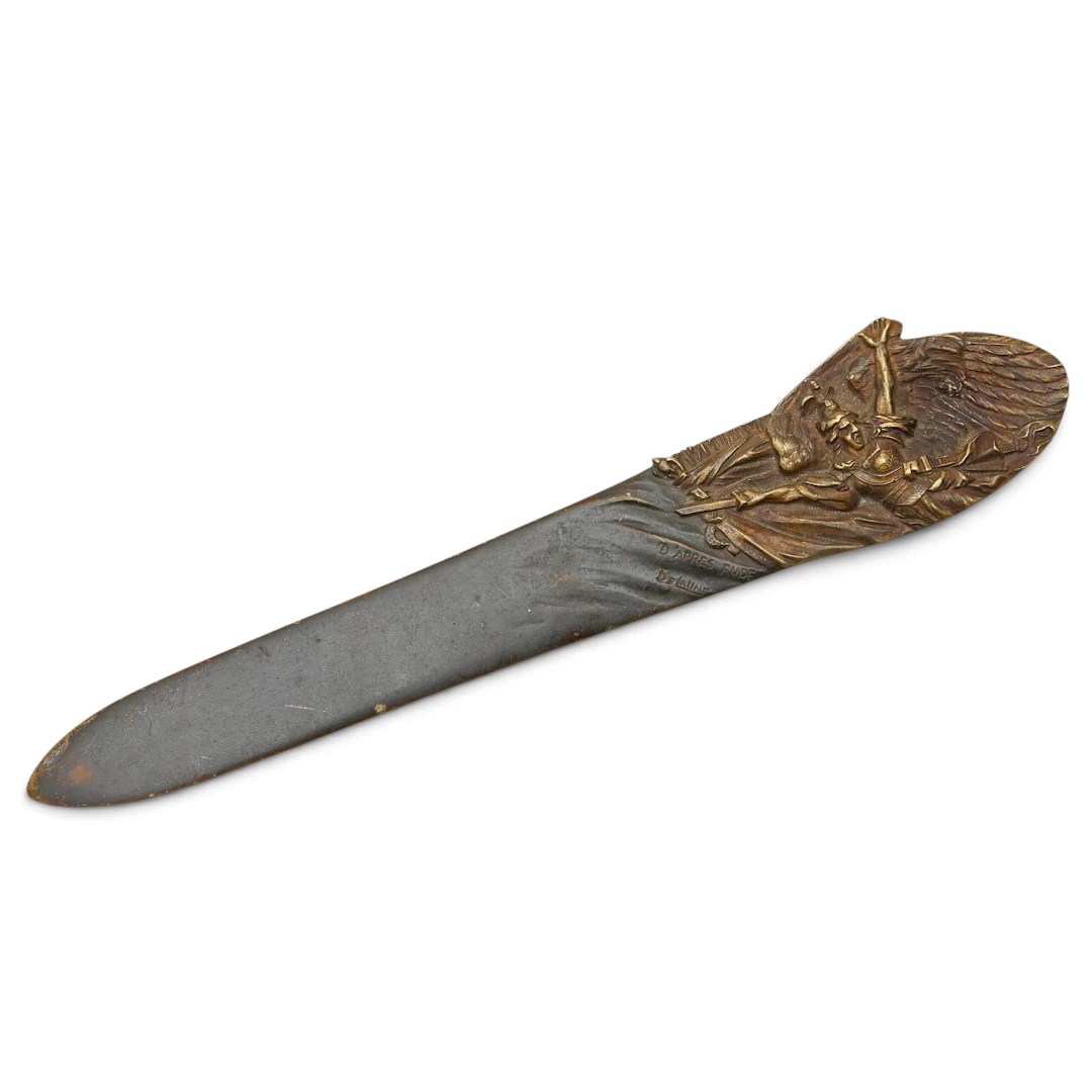 AFTER A MOTIVE BY FRANÇOIS RUDE. Letter opener in gilt bronze, first