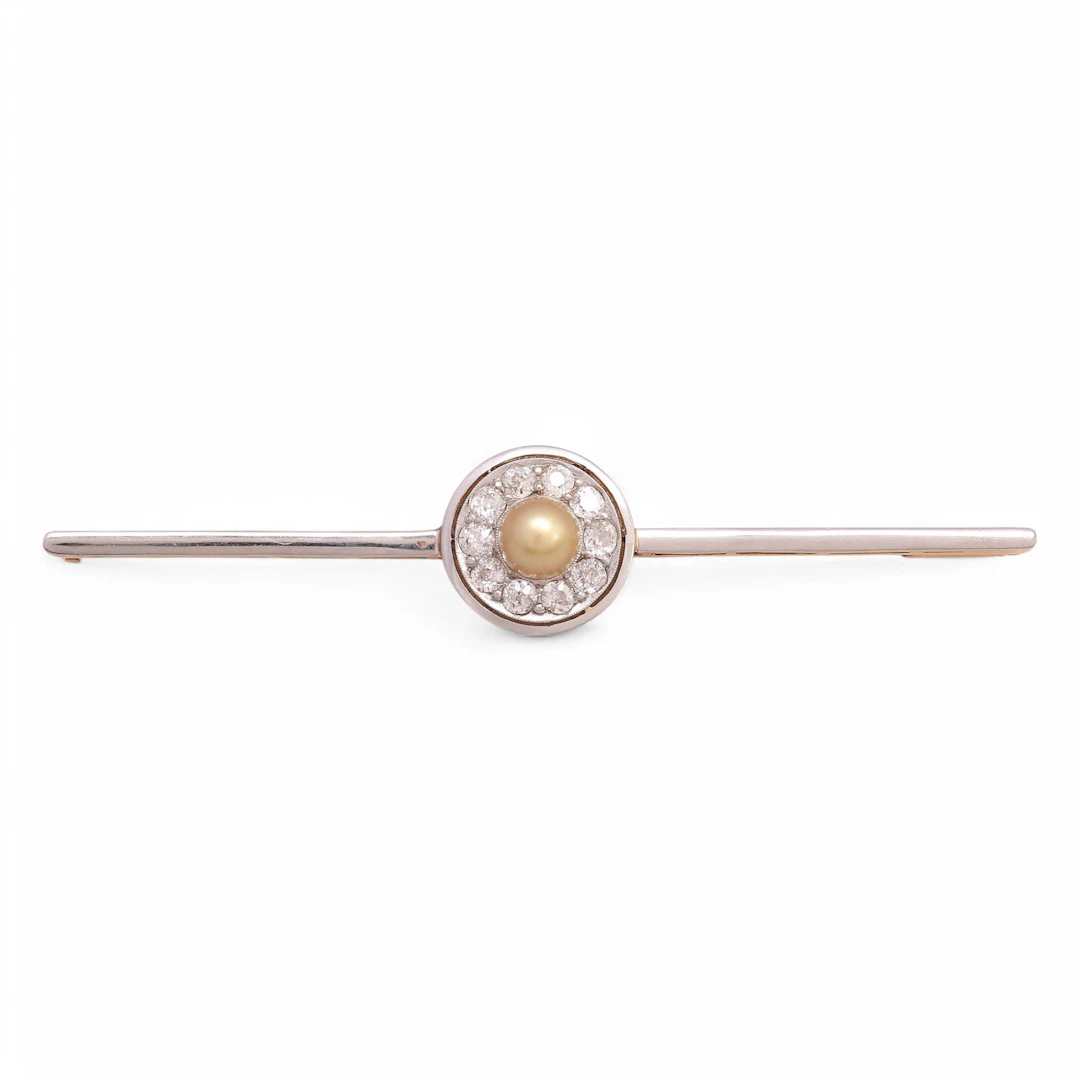 Diamonds and pearl brooch, mid 20th Century.