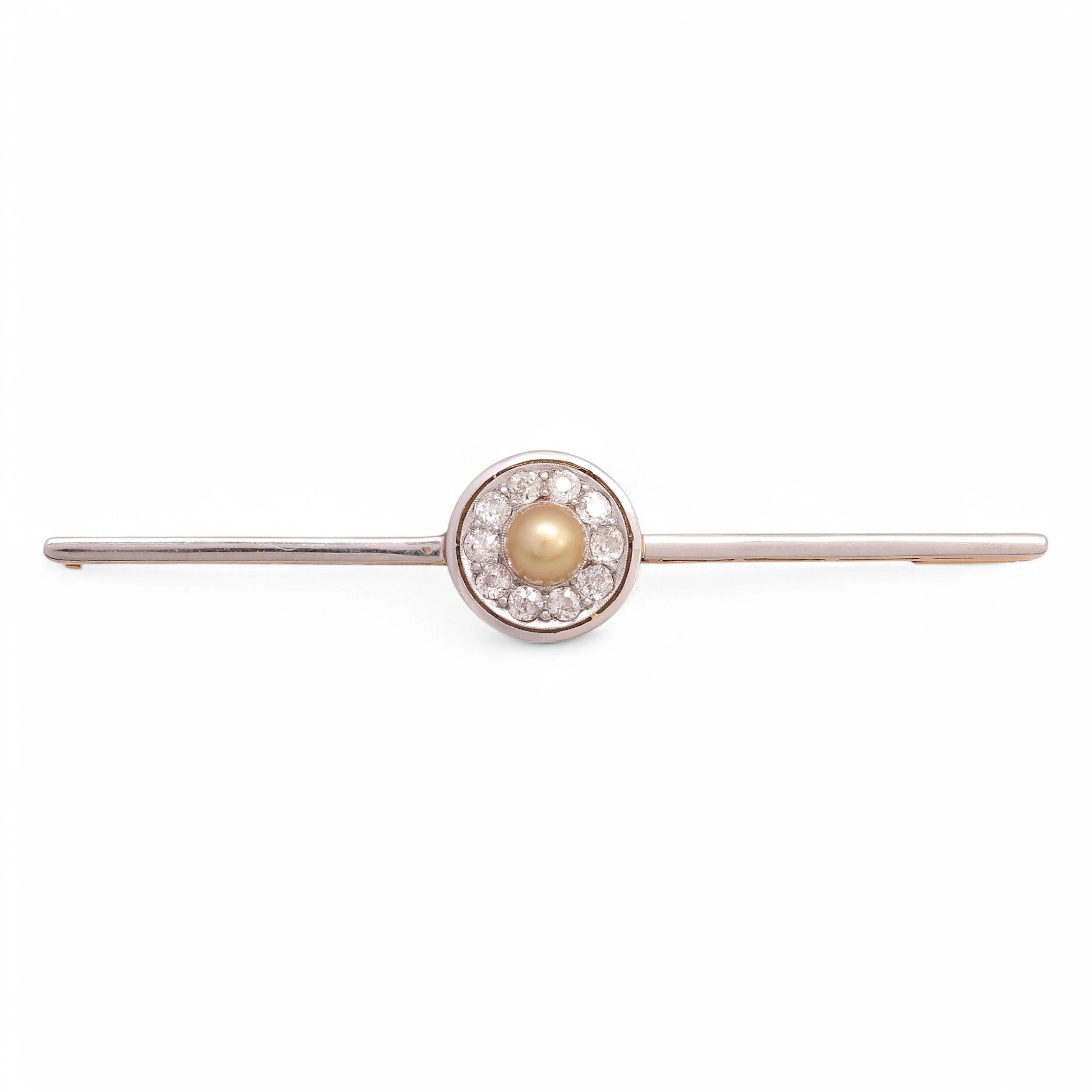 Diamonds and pearl brooch, mid 20th Century.