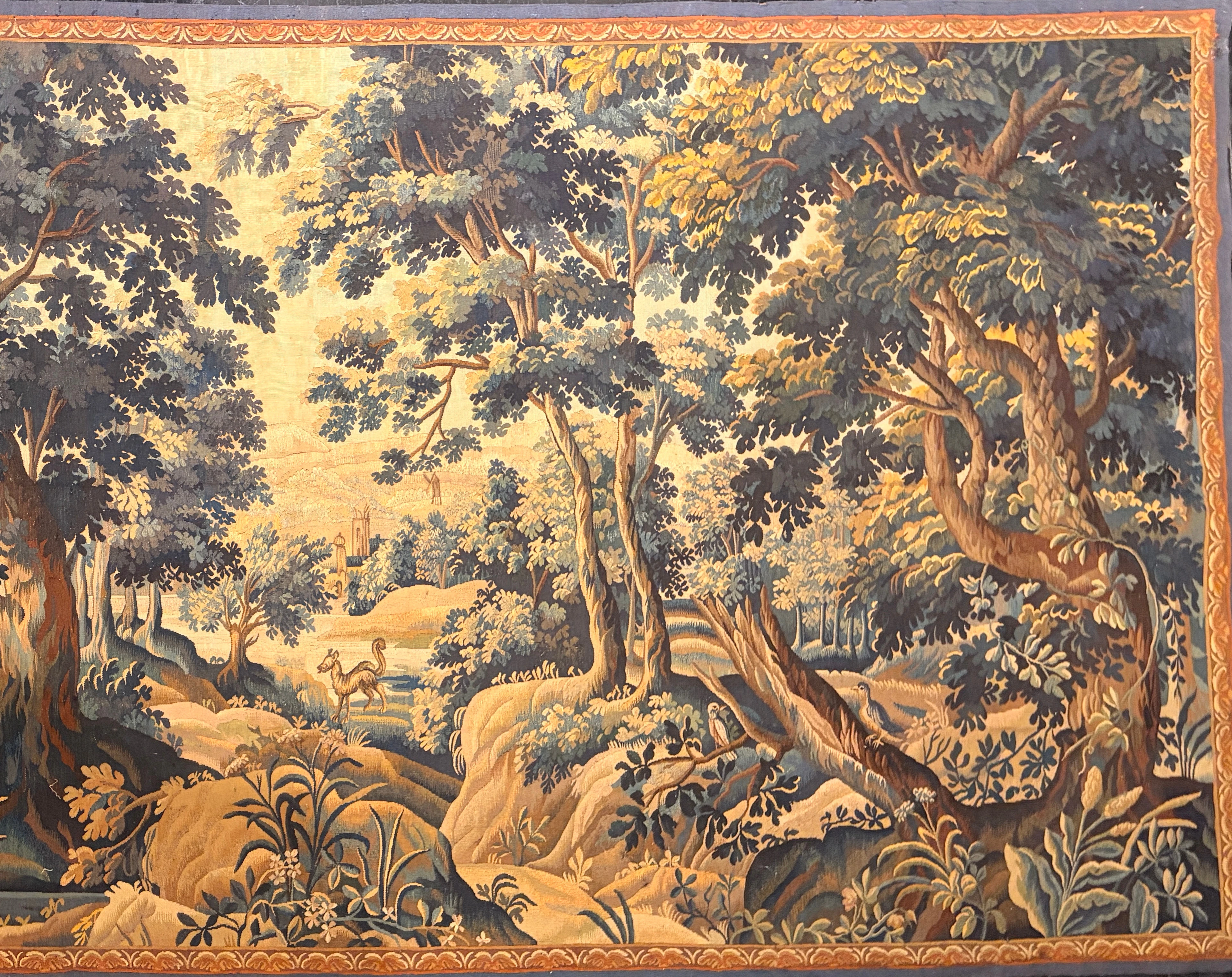 “LANDSCAPE”, French “Verdure” tapestry in wool, from the 18th century.