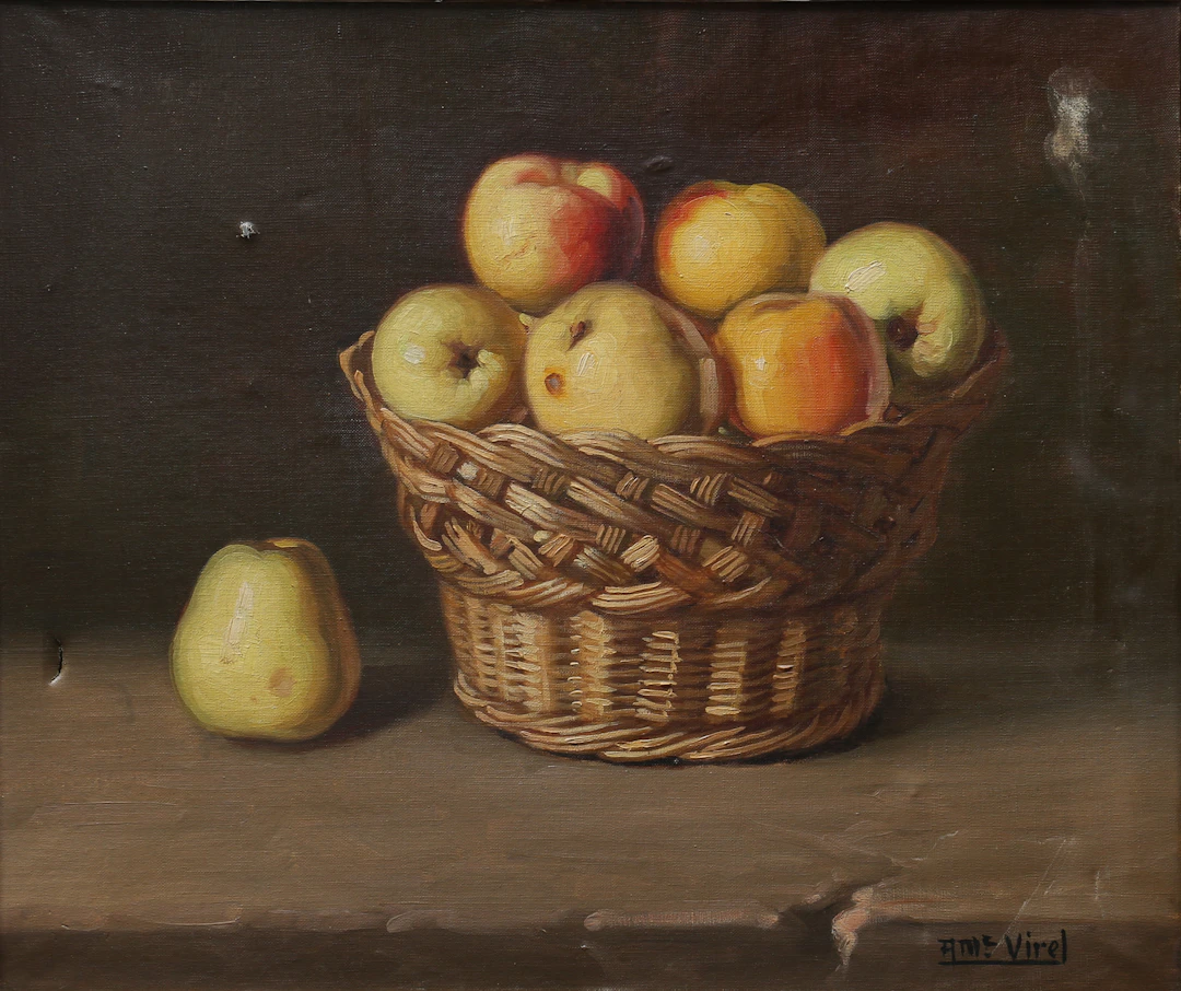 VIREL. Basket with apples.