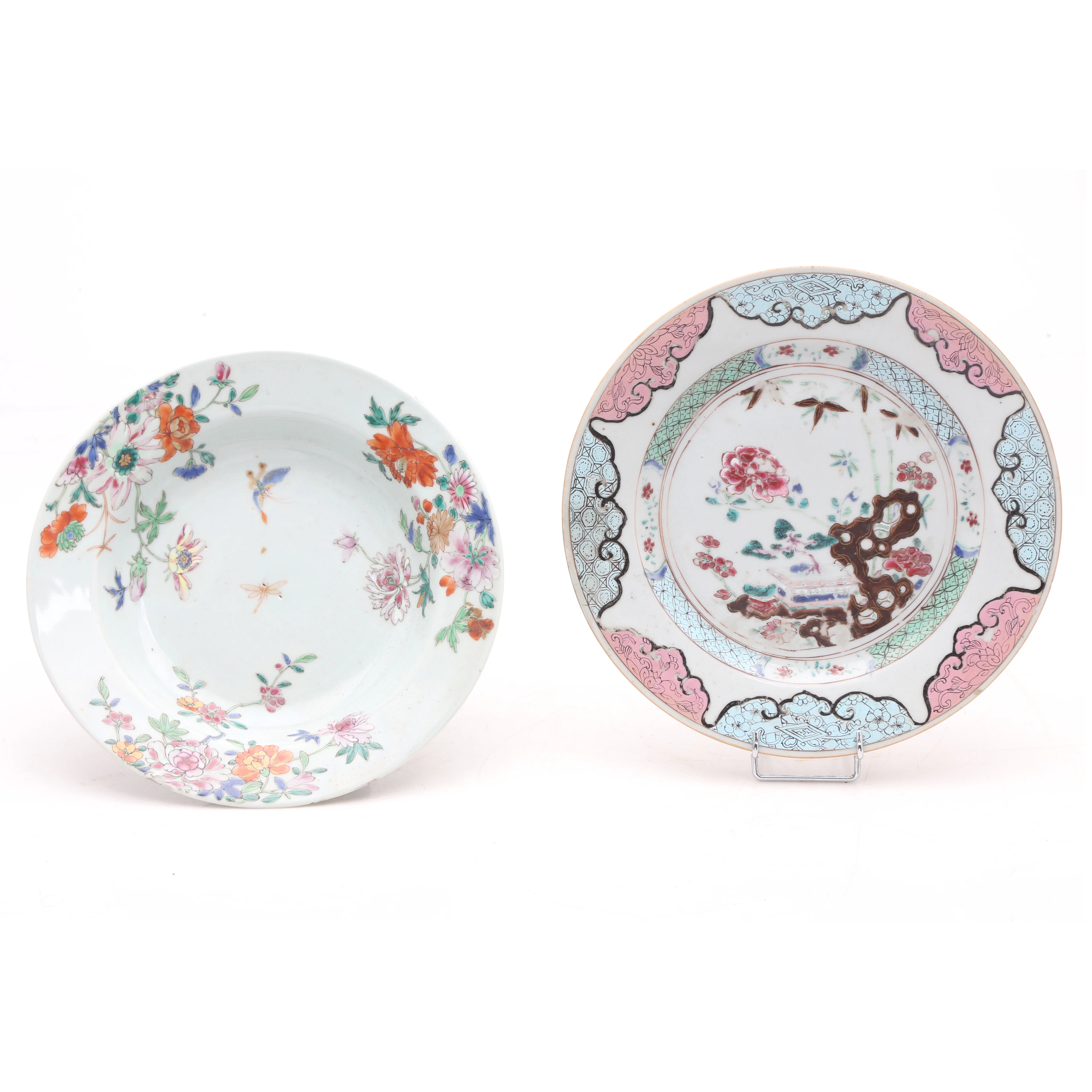 Two Chinese famille rose porcelain plates for the East India Company