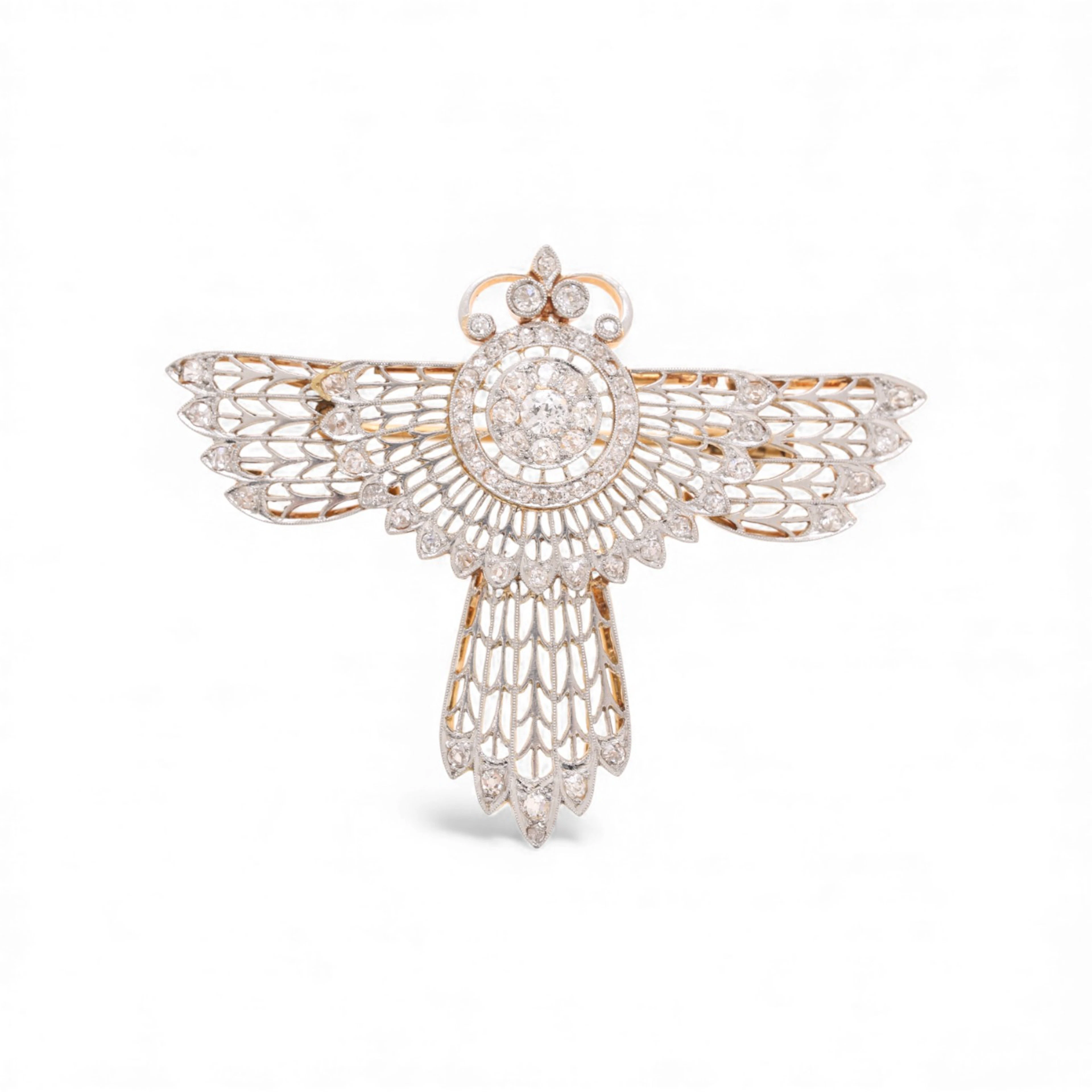 Belle Époque brooch-pendant in the shape of a bird, circa 1910.