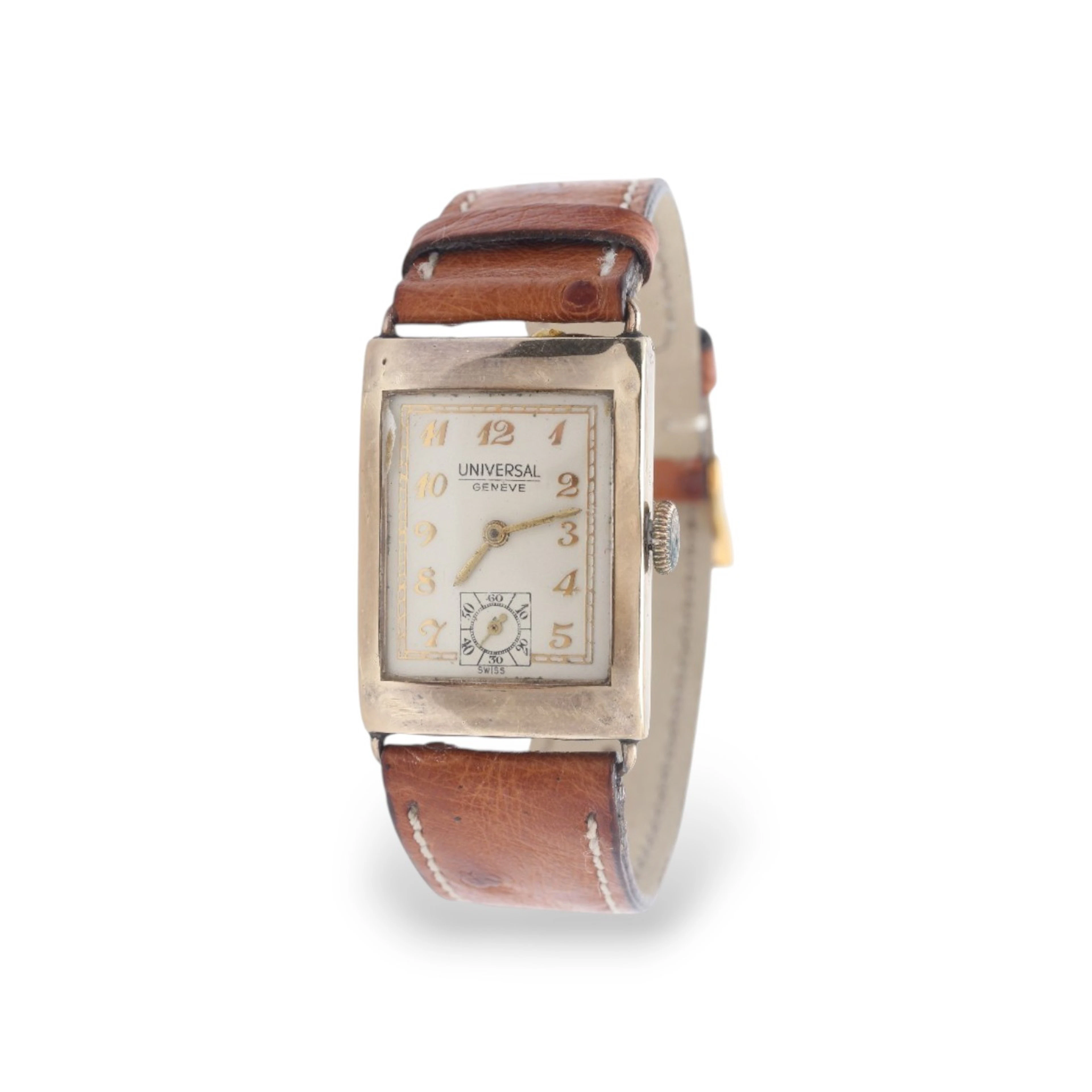Vintage gold Universal Genève wristwatch, circa 1940.