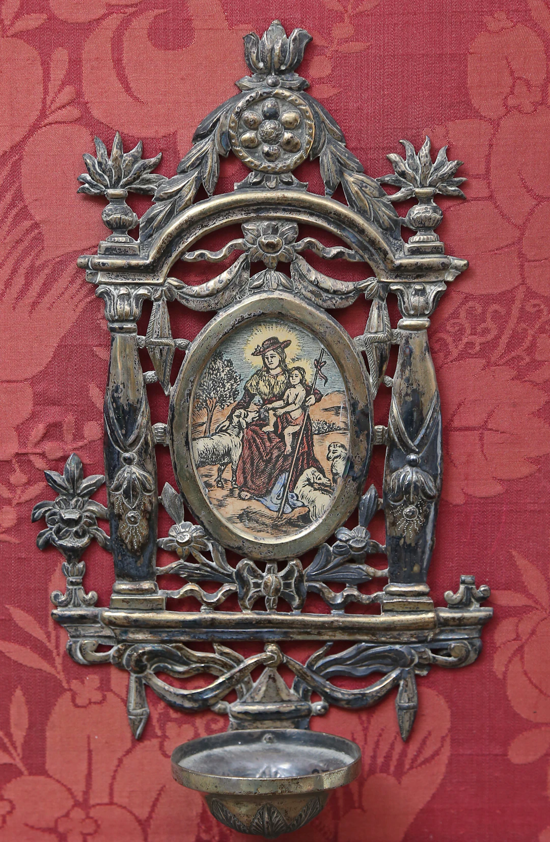 Charles IV silver holy water font, late 18th century.