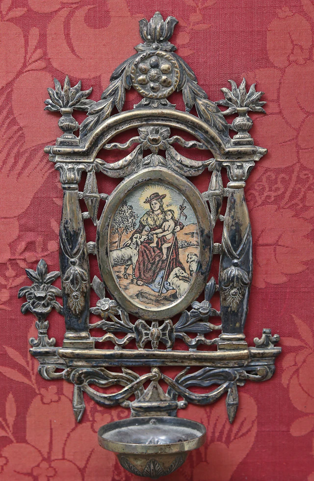 Charles IV silver holy water font, late 18th century.