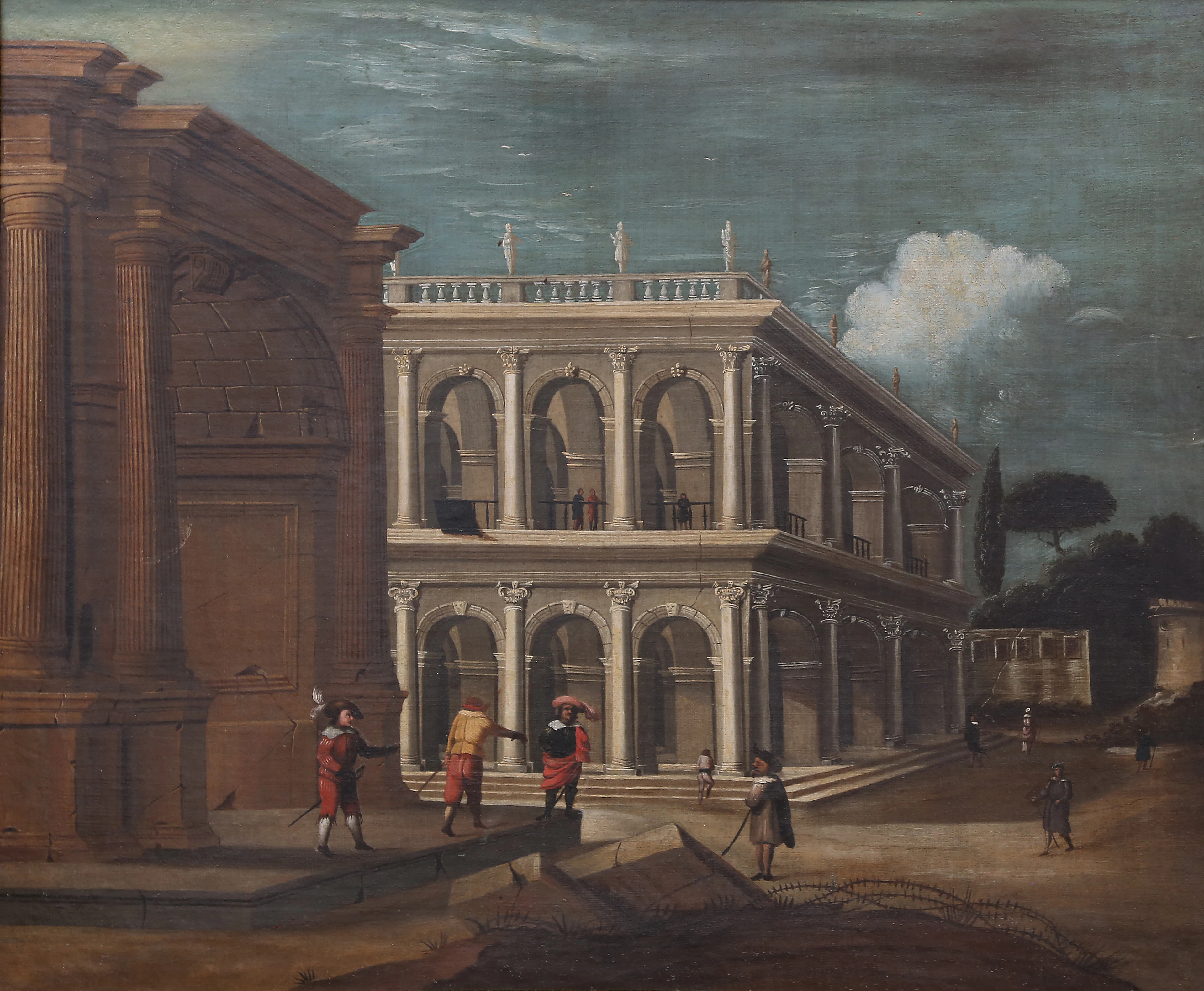 EAPOLITAN SCHOOL, 17TH CENTURY. Architectural capriccio with Saint