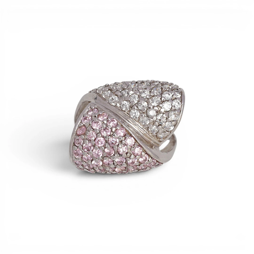 Ring with zircons pavé.