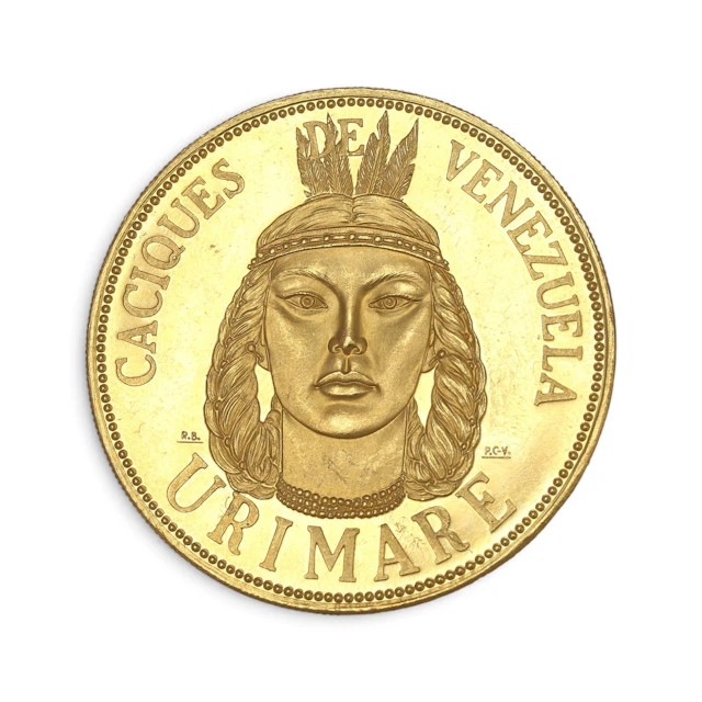 Moneda venezolana en oro.