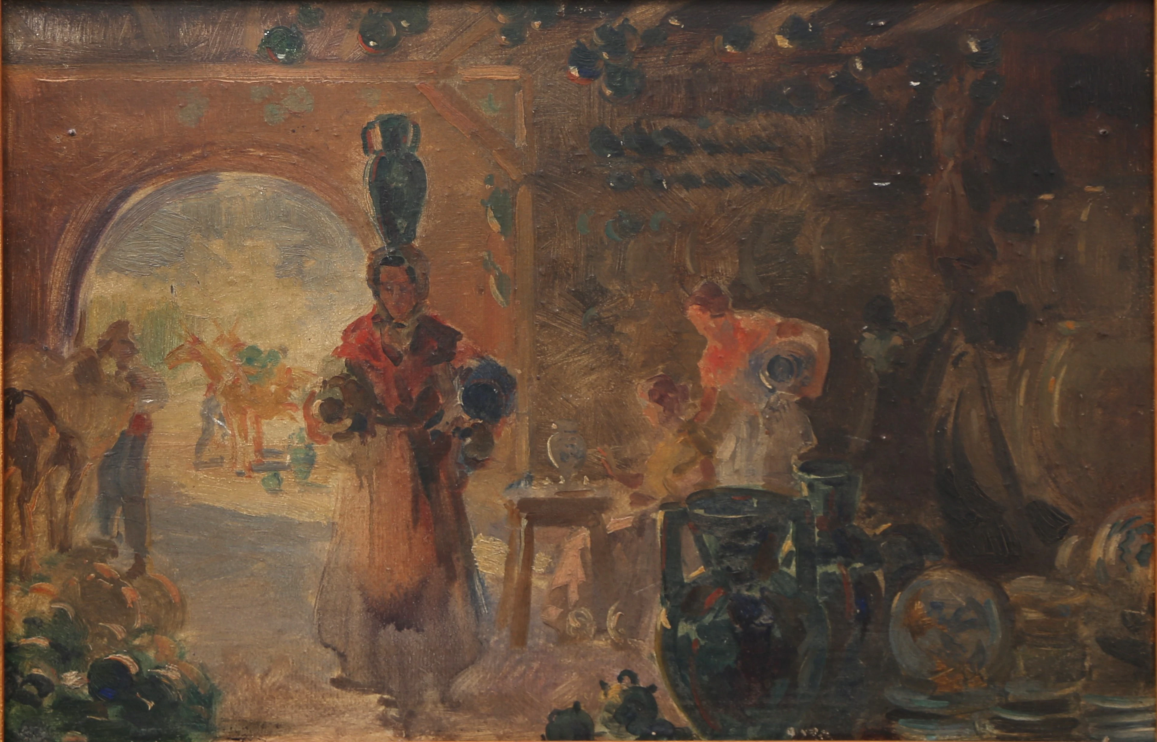 PROBABLY VALENCIA SCHOOL, EARLY 20TH CENTURY. Interior of a wine cellar.