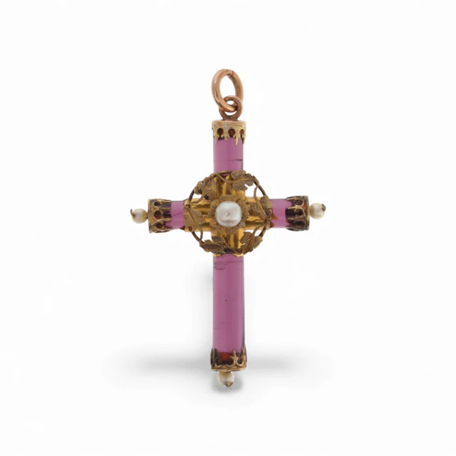 Gold pendant cross, late 19th - early 20th Century.