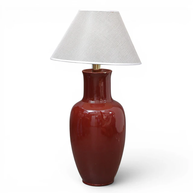 Chinese style vase-lamp in earthenware by Becara, 20th Century.