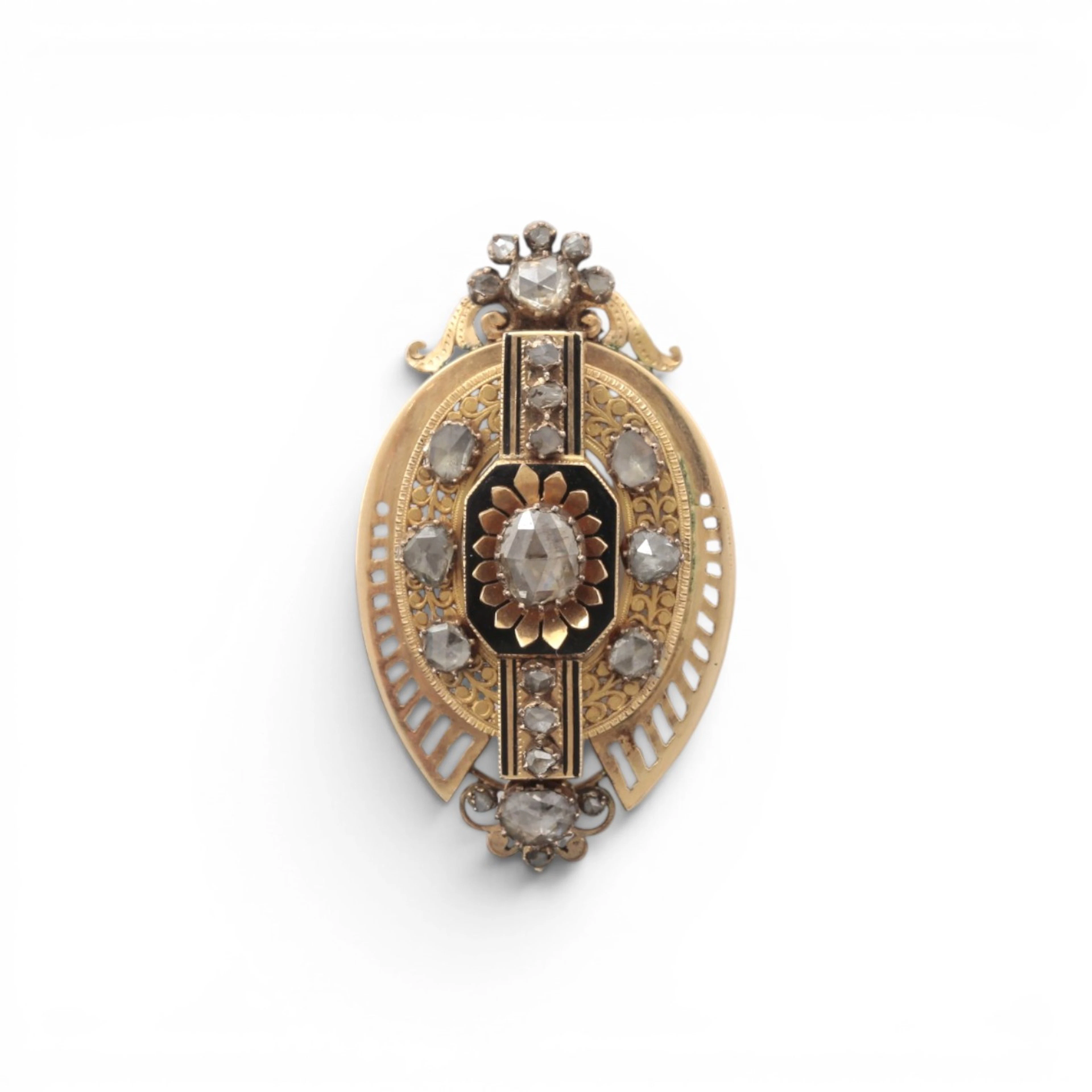 Alphonsine brooch in gold and diamonds, last quarter of the 19th Century.