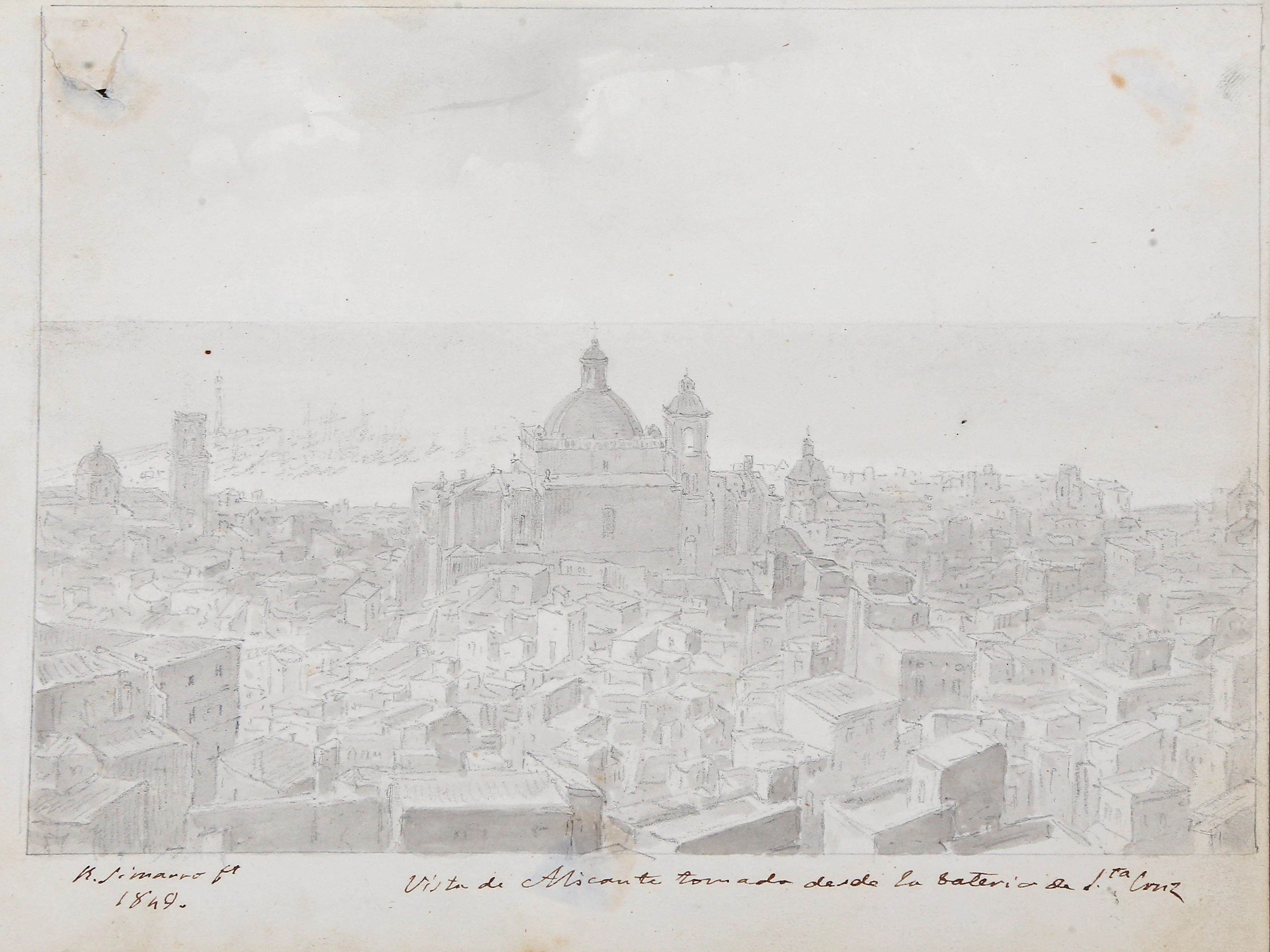 RAMÓN SIMARRO OLTRA (NOVETLÈ, 1819 – XÀTIVA, 1855). "View of Alicante