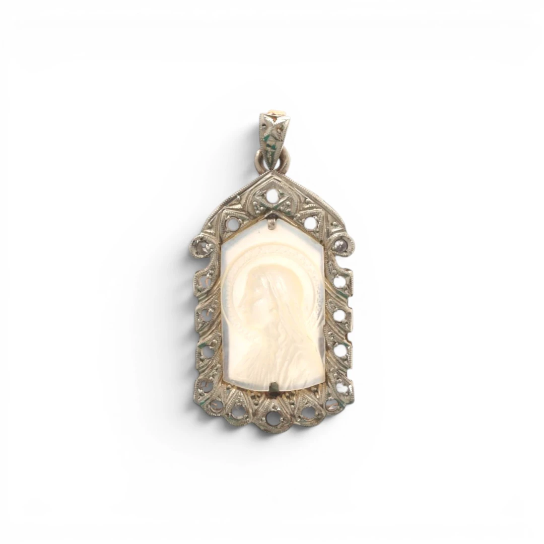 Art Deco devotional medal, circa 1940.