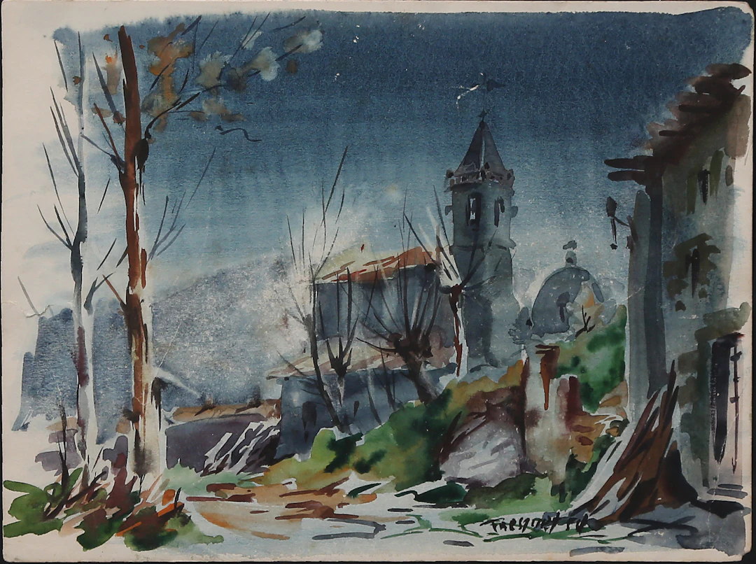 GUILLEM FRESQUET BARDINA. Landscape with a church.