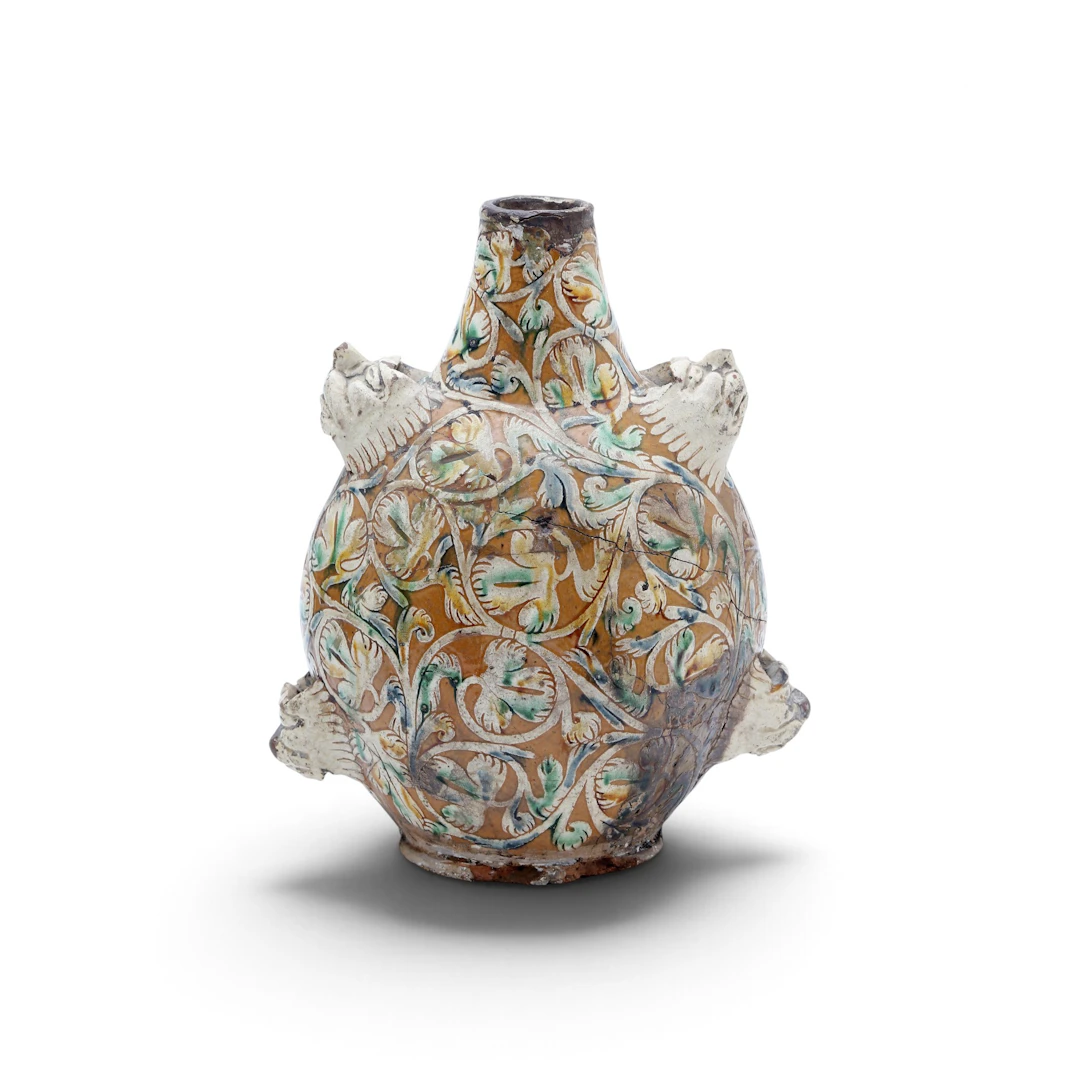 orth Italian ceramic pilgrim flask, mid-16th century.