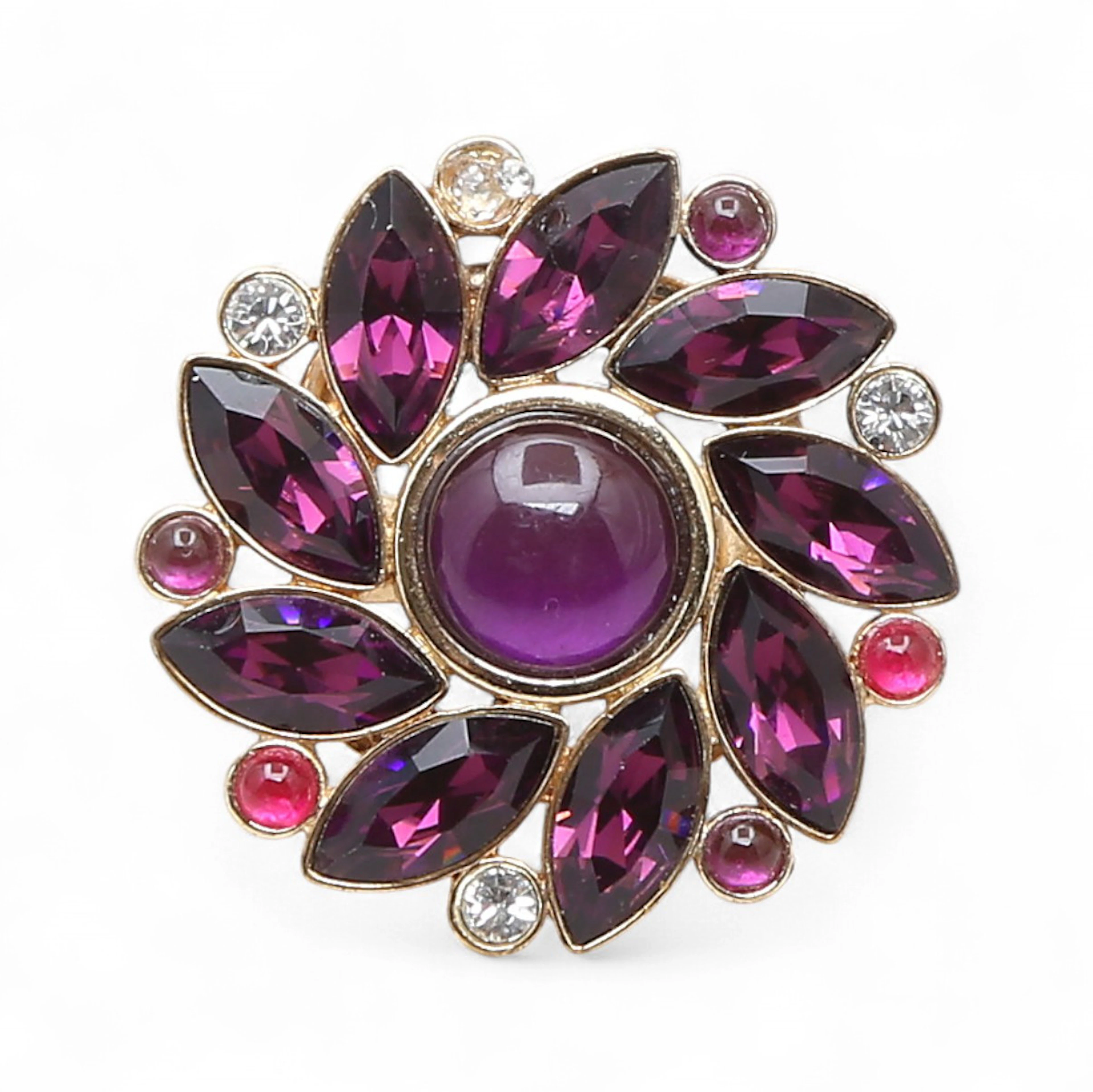 Gilt metal ring with rhinestones by Versace, late 20th Century.