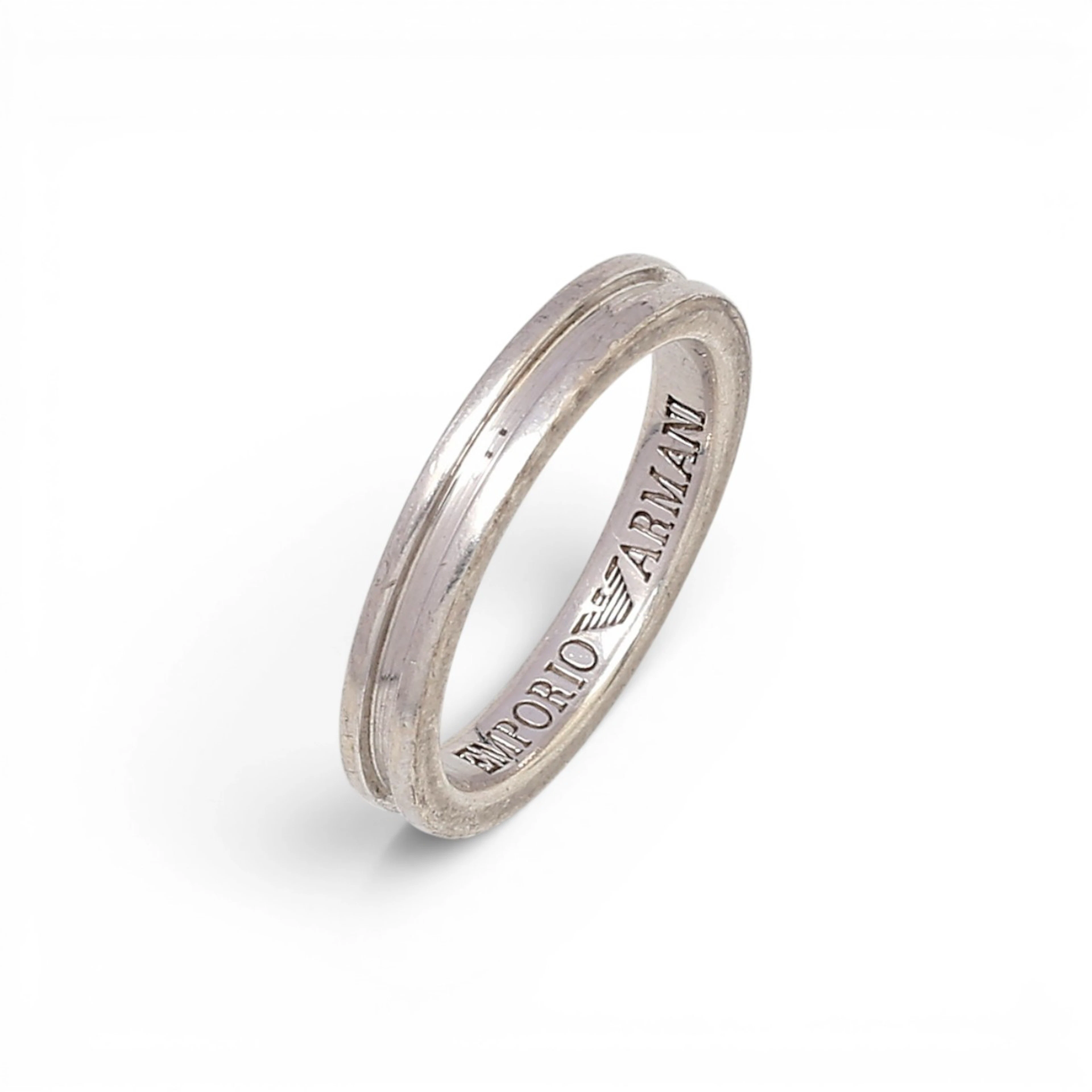 EMPORIO ARMANI. Silver wedding ring.