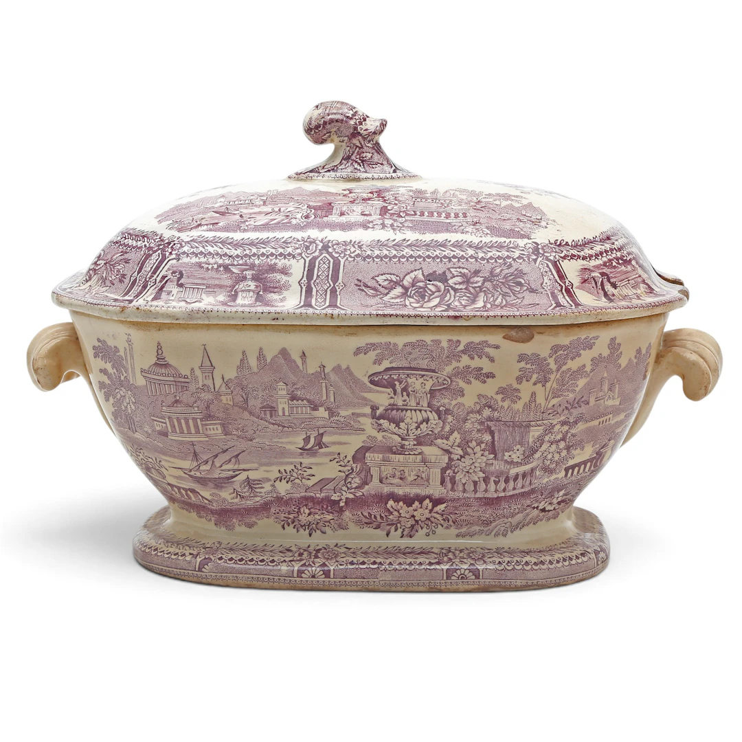 Sargadelos earthenware tureen, "Paisaje de la copa" pattern, second