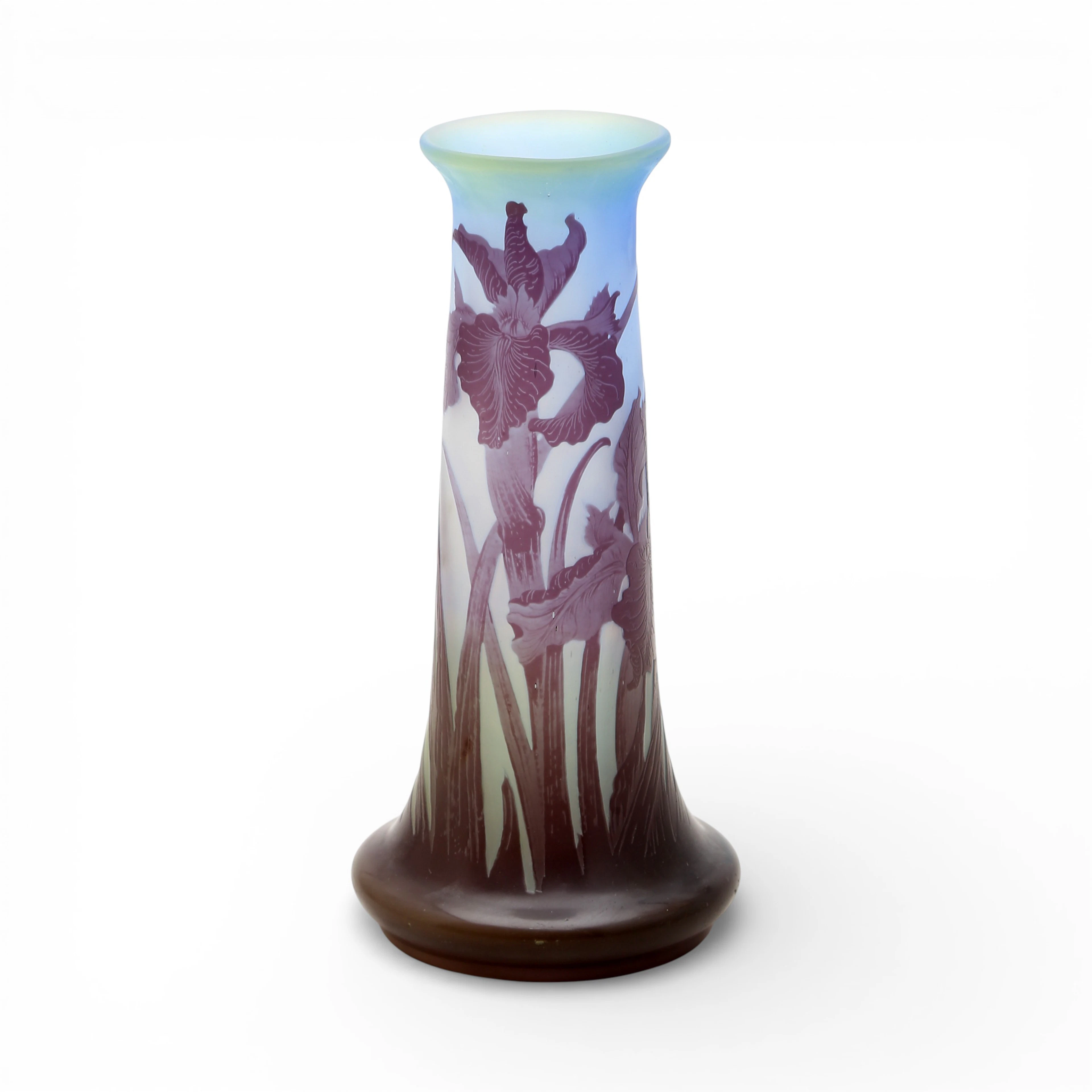 ÉMILE GALLÉ. Vase with iris flowers.