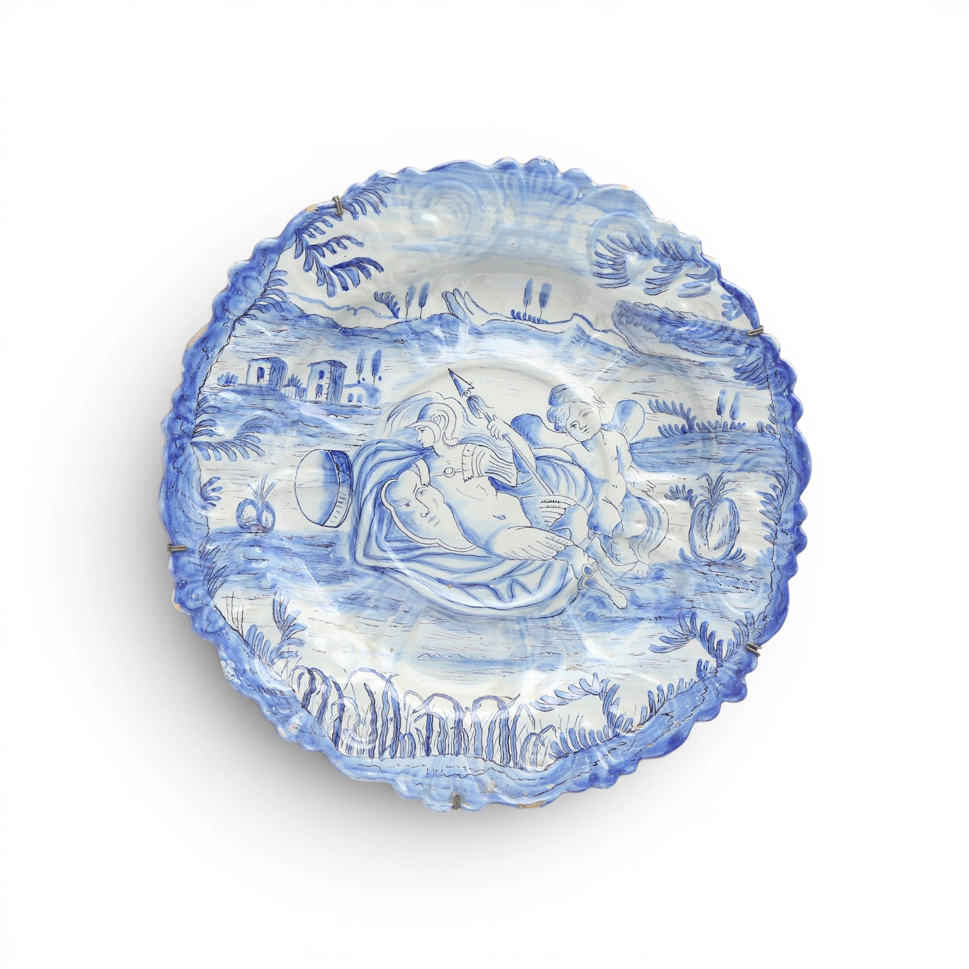 "Da parata" platter in 18th Century Savona style, in earthenware with