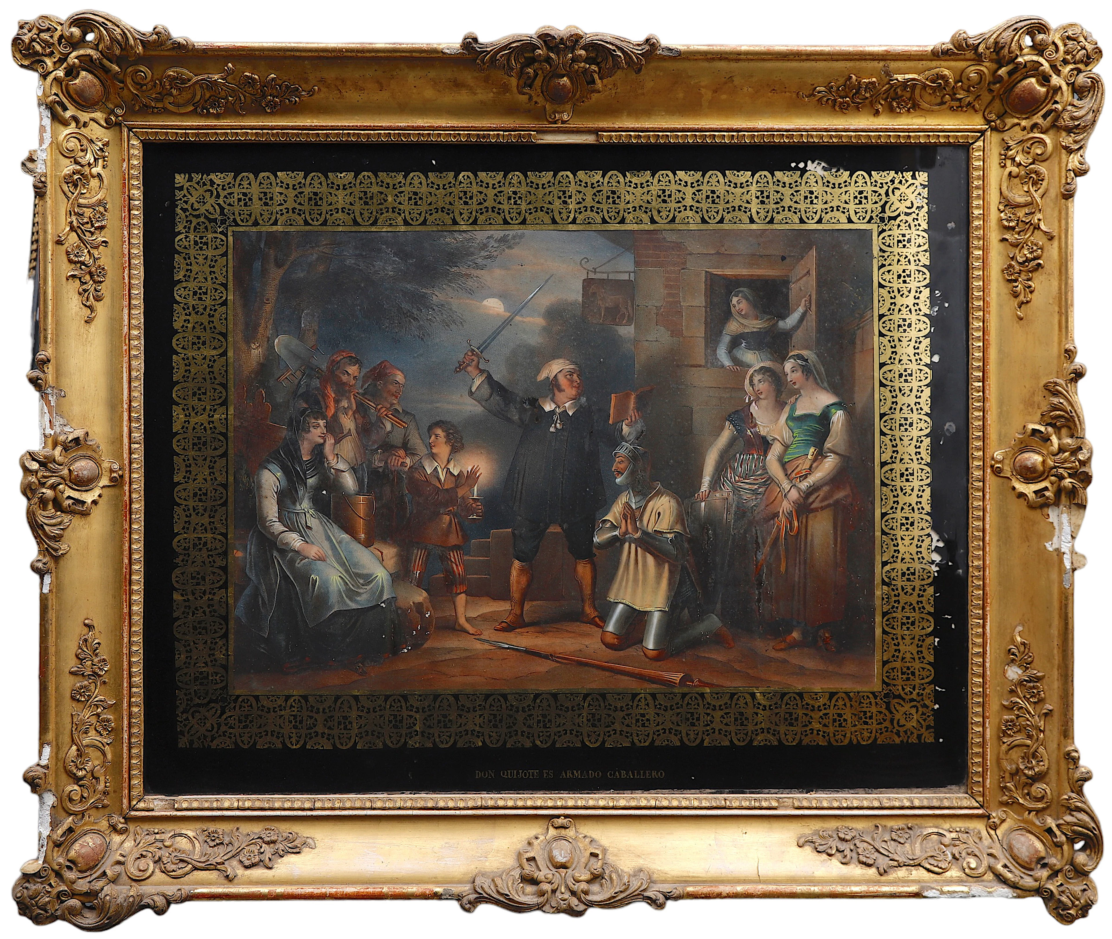 FRENCH SCHOOL, MID 19TH CENTURY. “Don Quijote es armado caballero”.