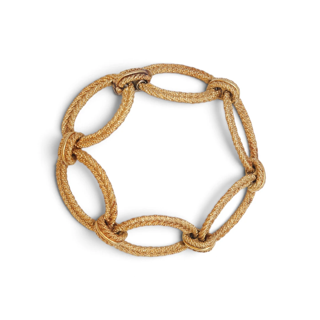 Gold links bracelet, circa 1960.