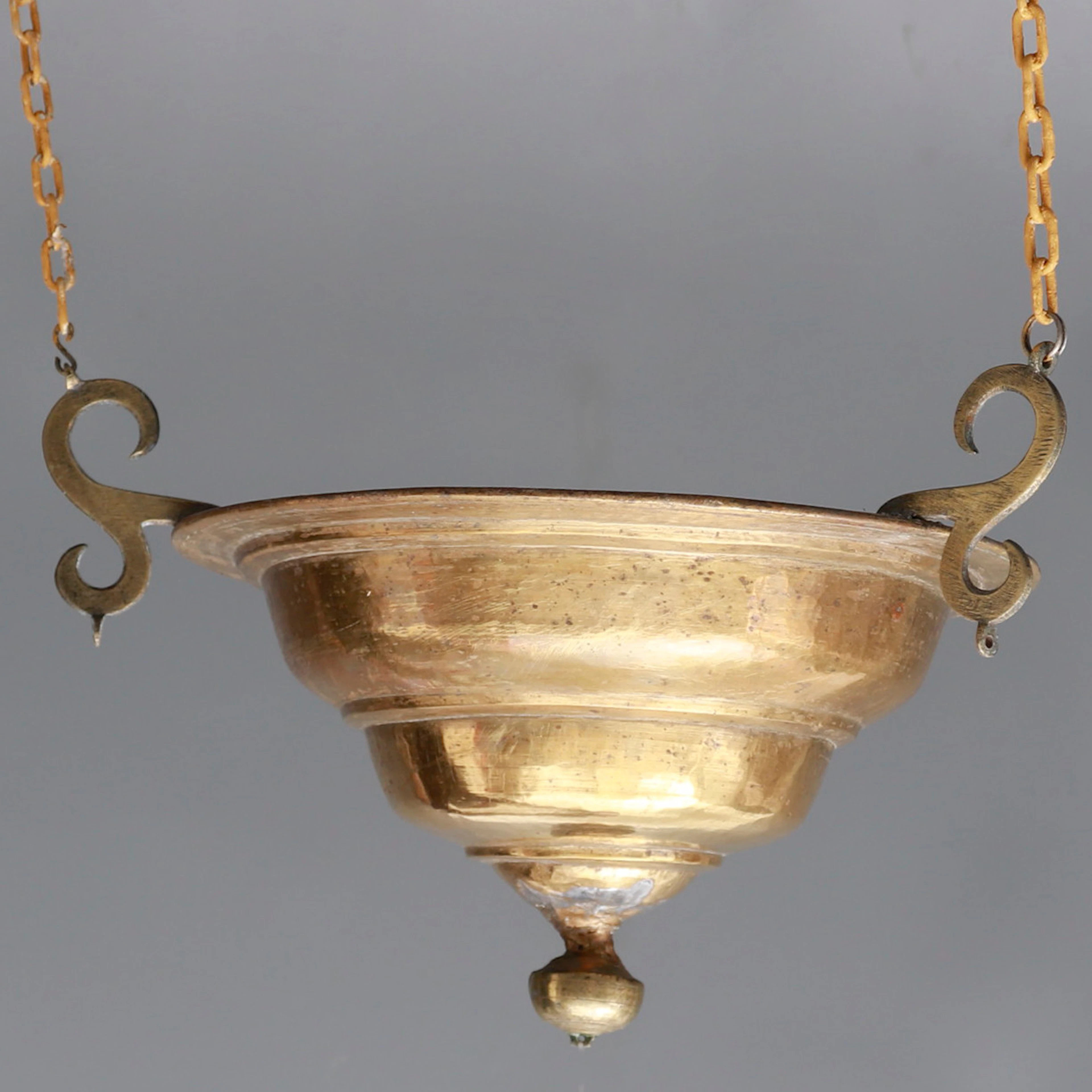 Spanish brass votive lamp, 18th Century.