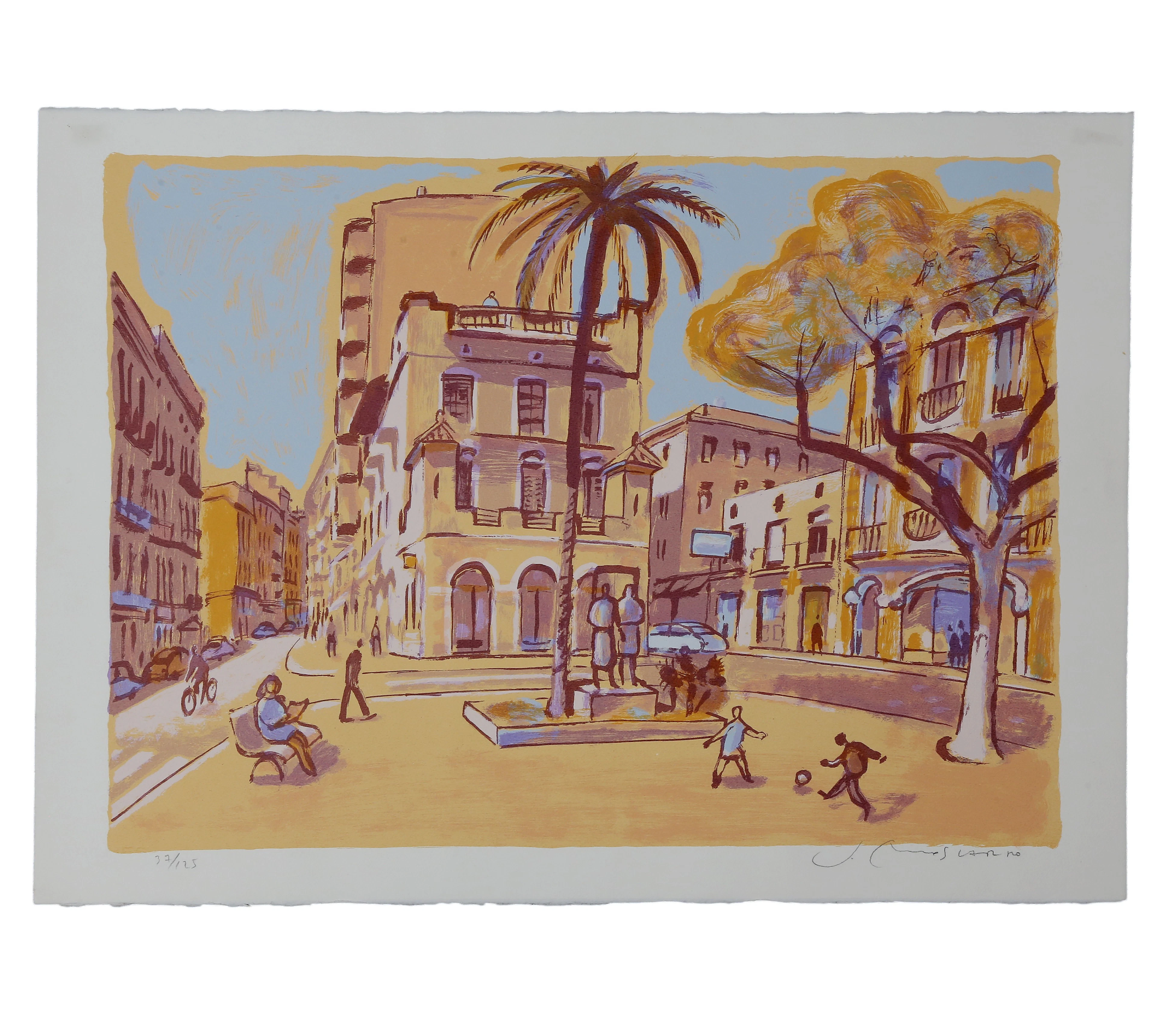 JOSEP MOSCARDÓ. "Plaça de la Palmera. Figueras".