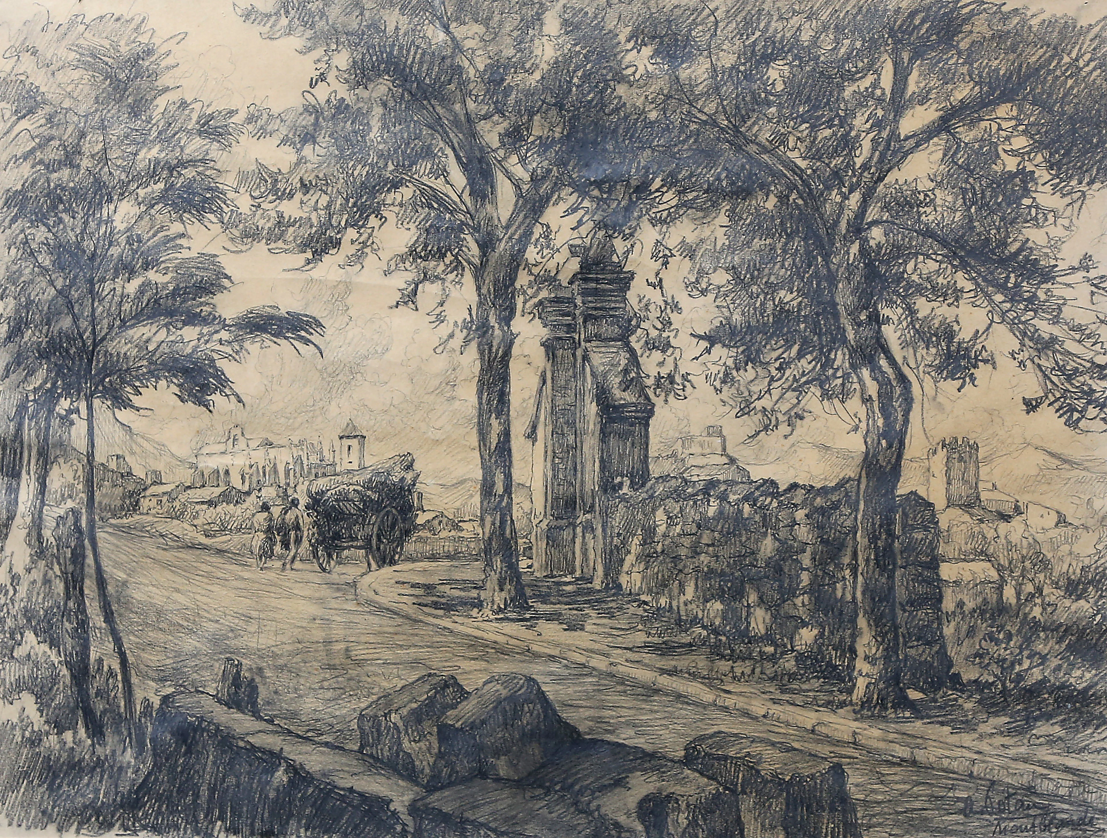 ARTURO POTAU. Landscape on the outskirts of Montblanch.
