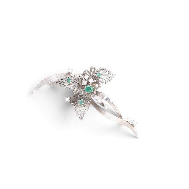 Emeralds and diamonds pendant, mid 20th Century.