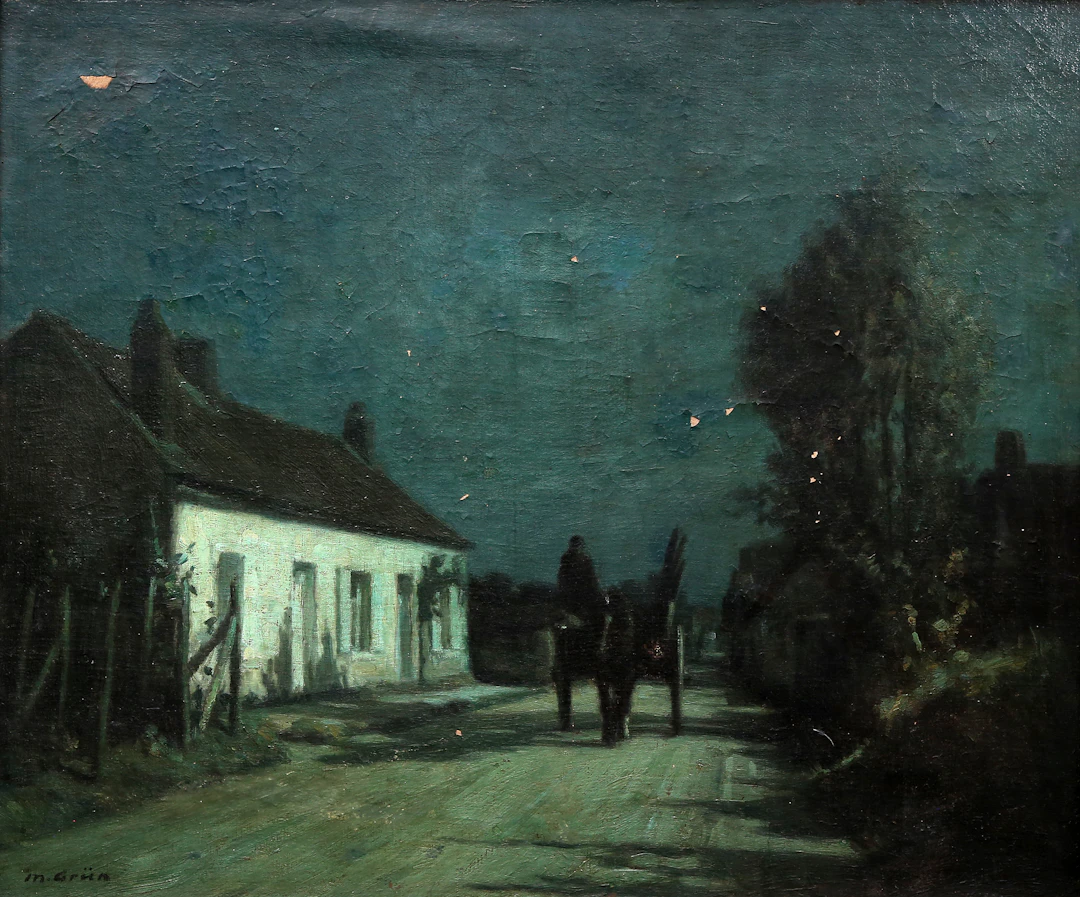MAURICE GRÜN. Rural night view.