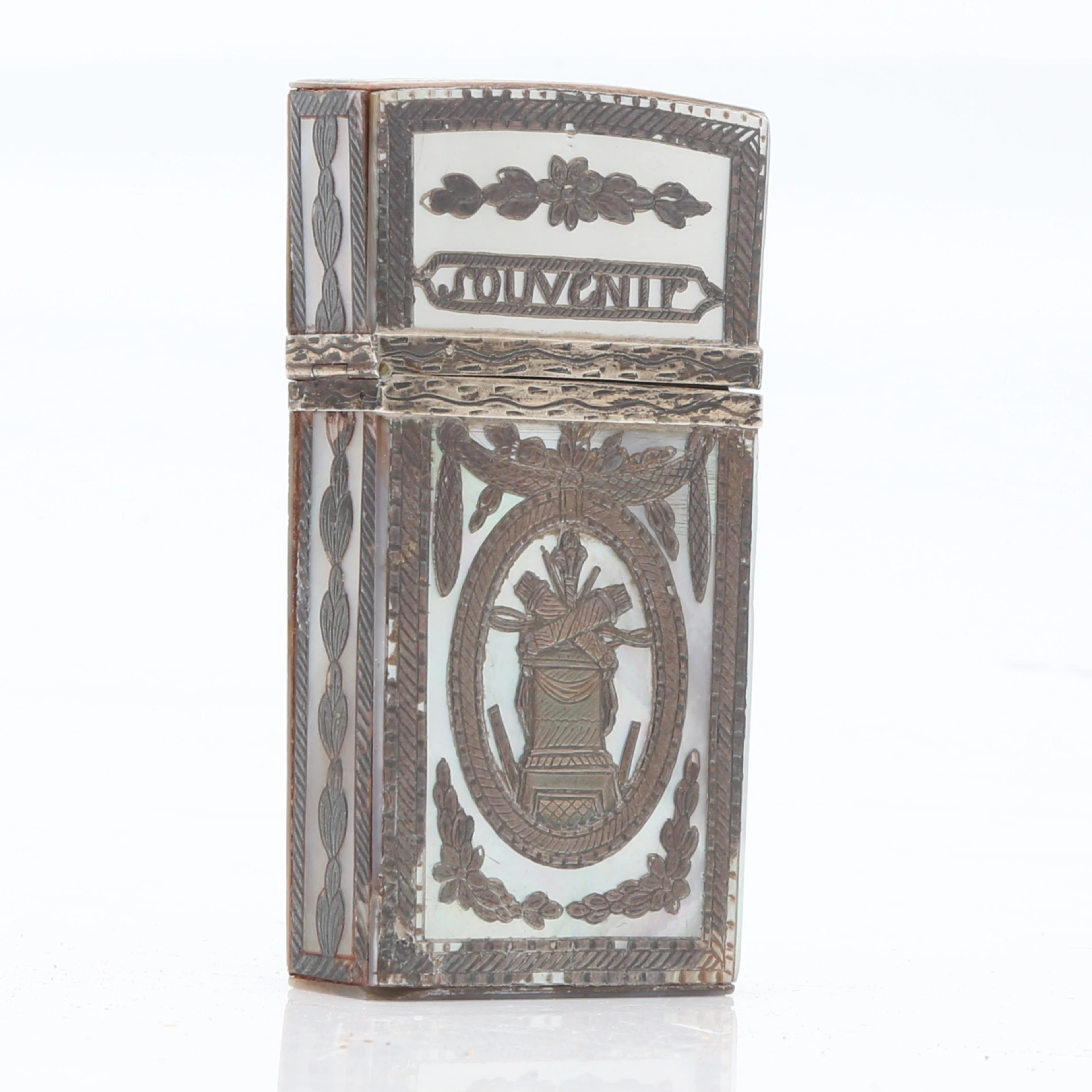 French Louis XVI "étui" case in mother-of-pearl and silver, third