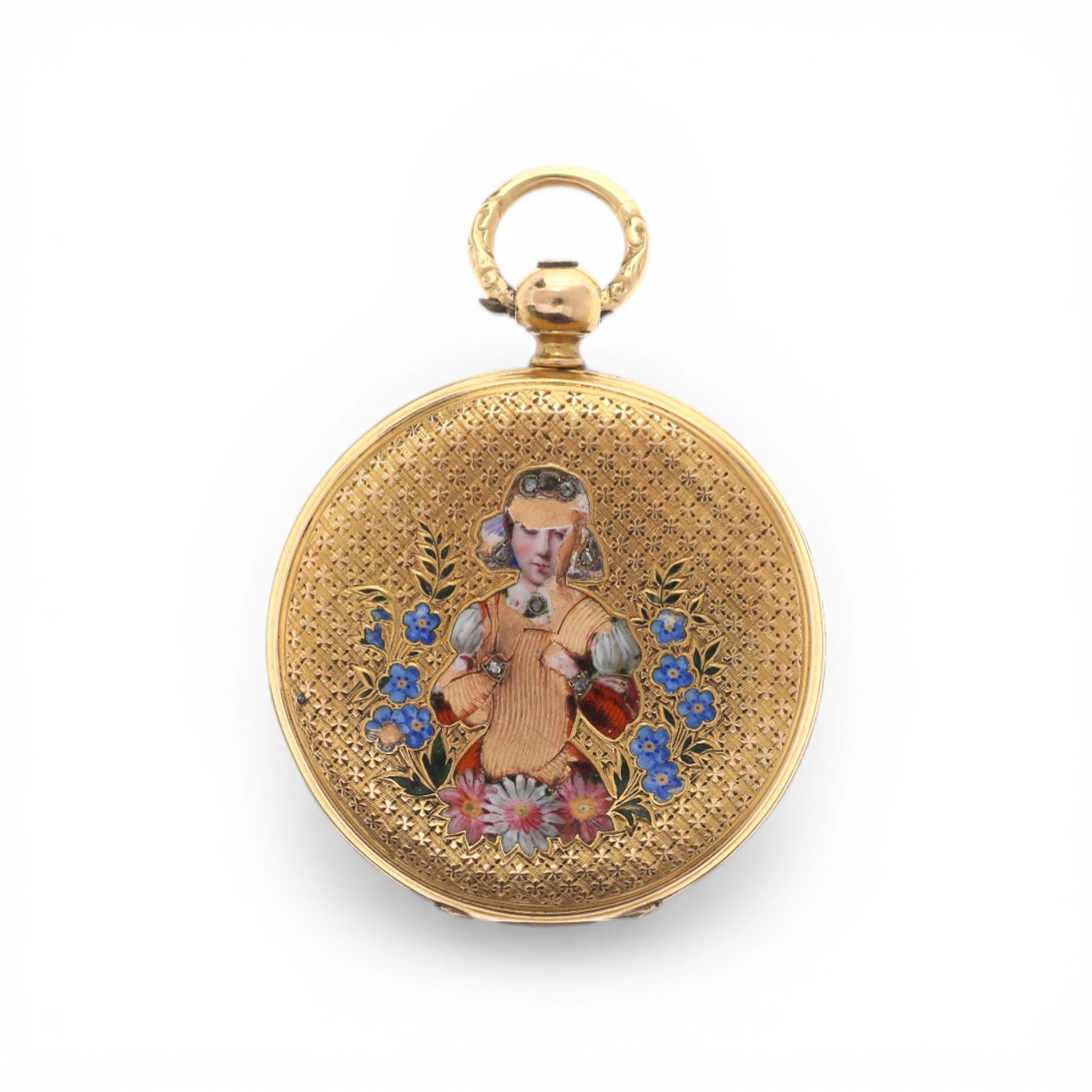 Bichler Hartmann & Cie pocket watch in gold and enamel, from the mid-19th