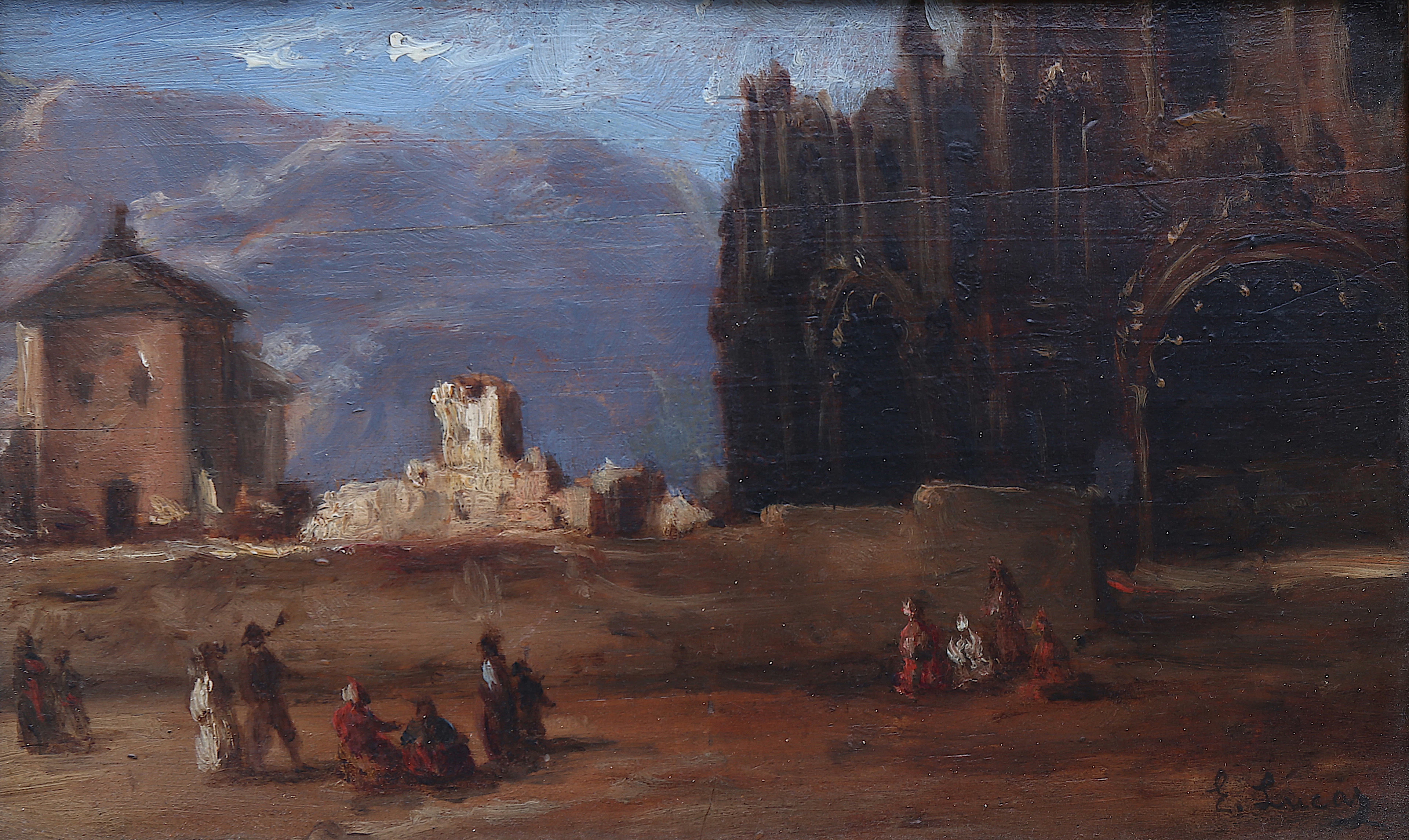 EUGENIO LUCAS VELÁZQUEZ. ATRIBUIDO. Animated landscape.