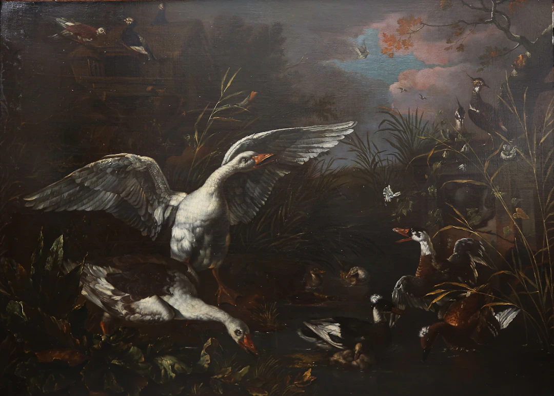 JAN ASSELIJN. SU CÍRCULO. Birds in a landscape.