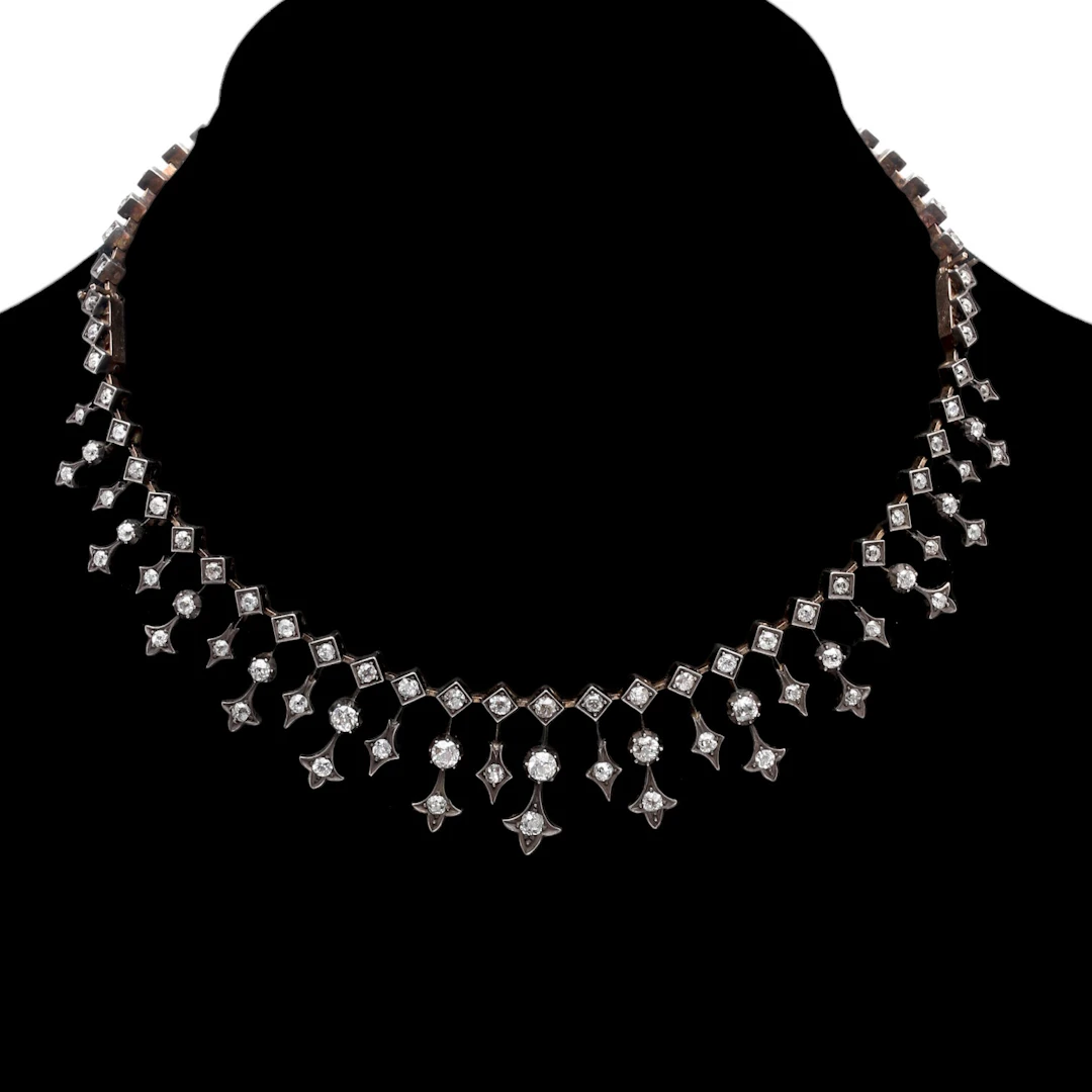 ENGLISH diamond choker, late 19th century.