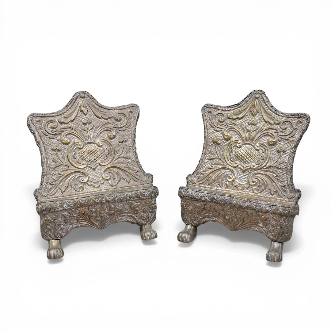 Two 18th Century-style embossed brass lecterns, 20th Century.