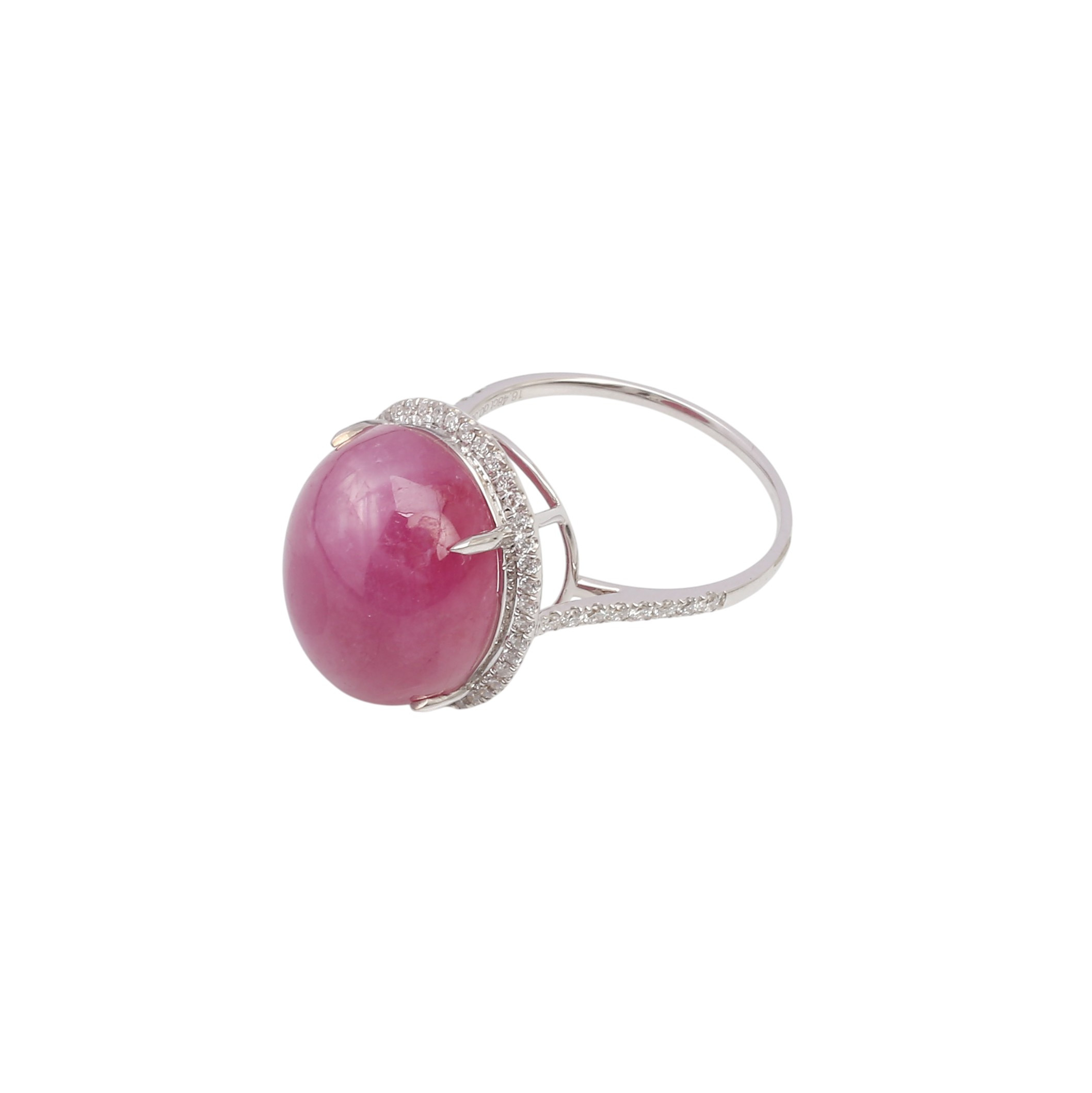 Ruby and diamonds rosette ring.