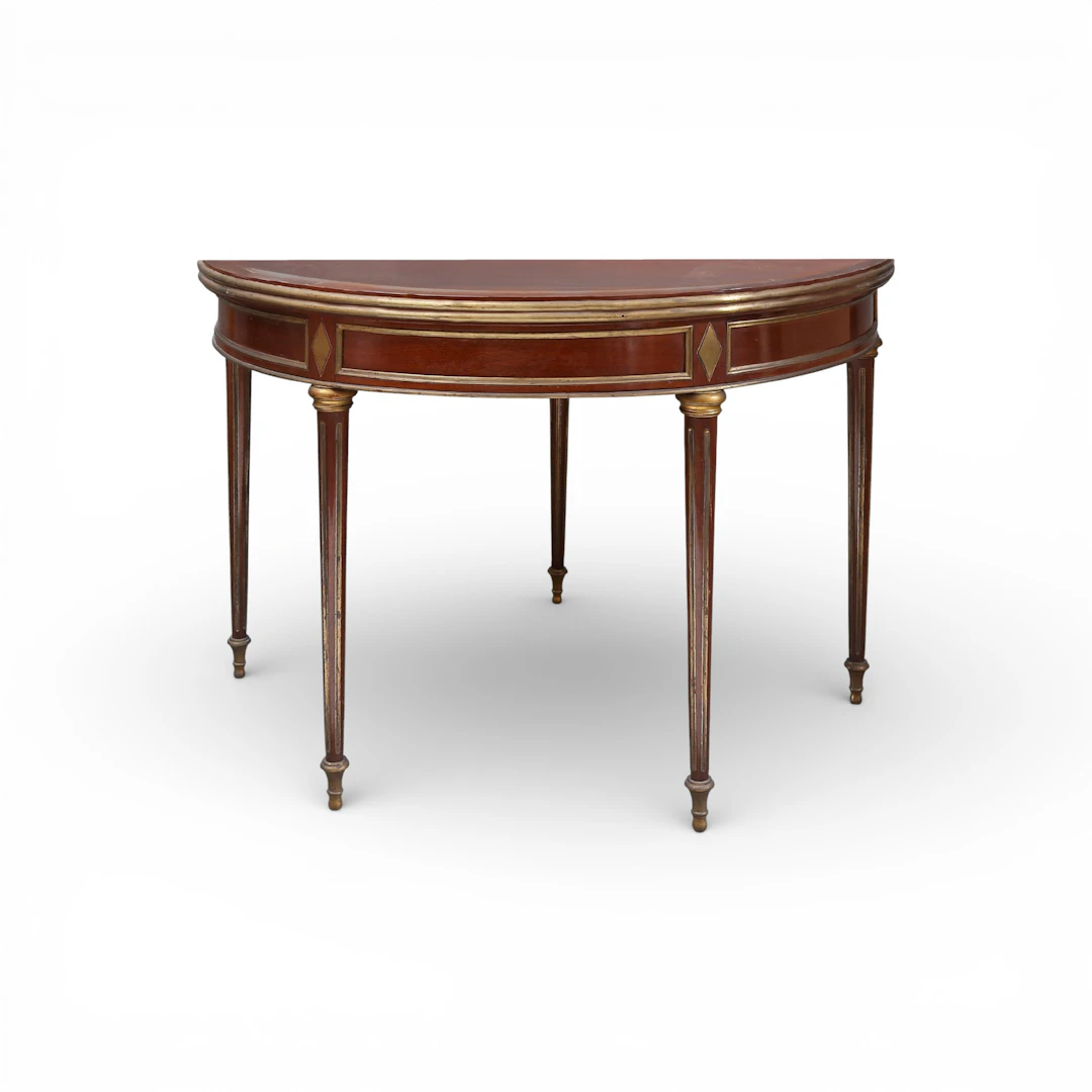 DIRECTORY French game table in mahogany and brass, from the 19th century.