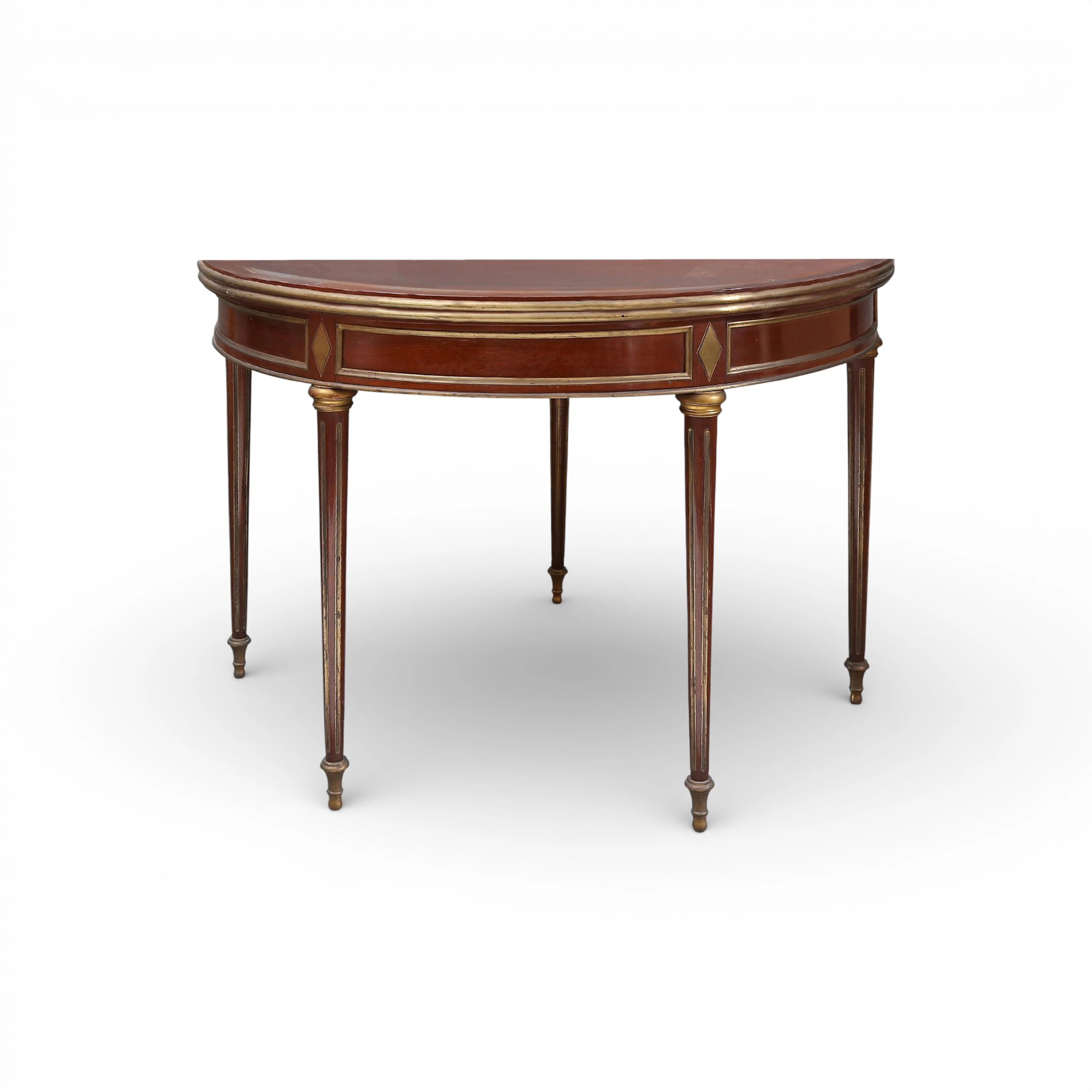 DIRECTORY French game table in mahogany and brass, from the 19th century.