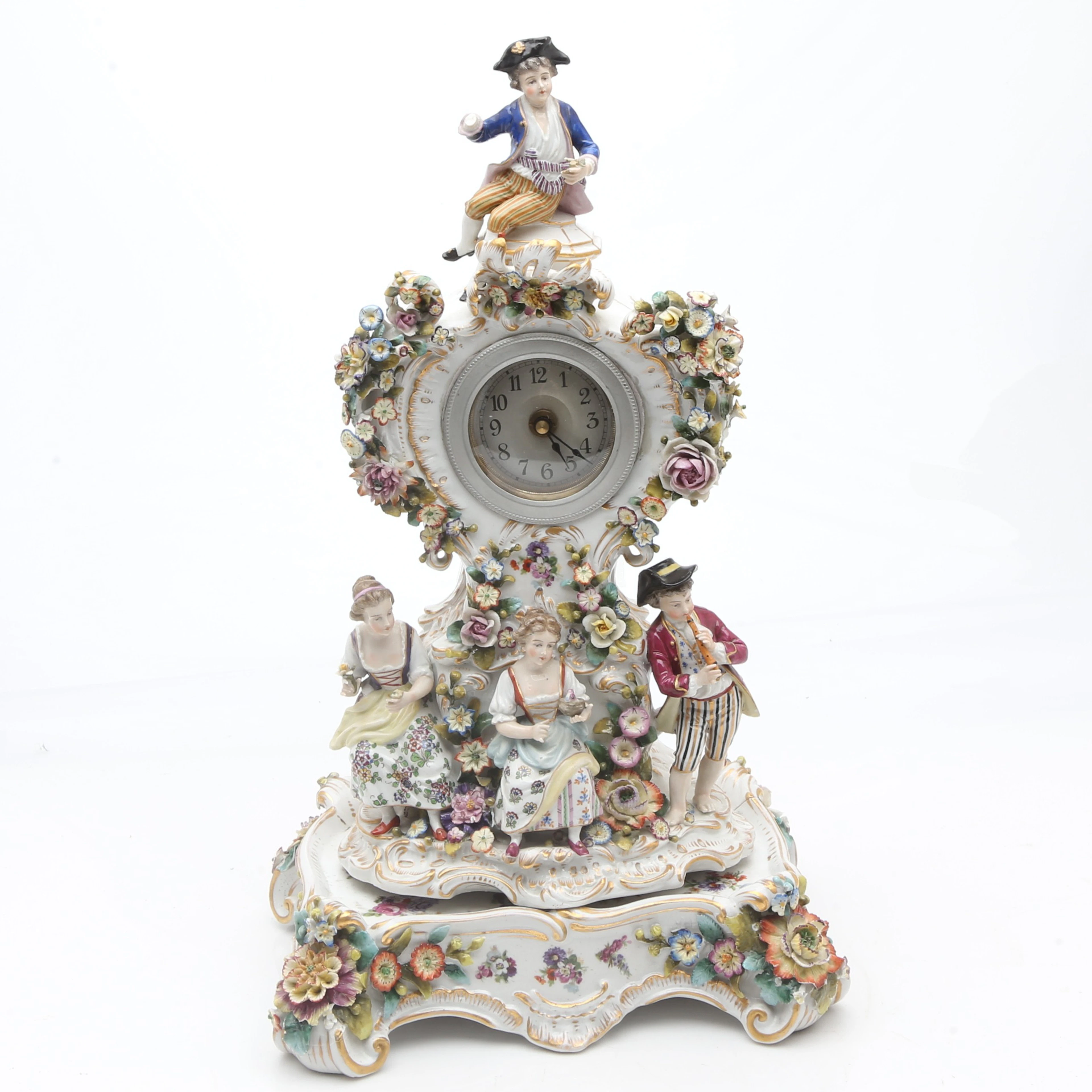 Meissen-like table clock in Vienna porcelain, 19th Century.