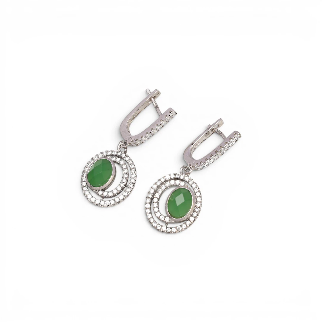 Zircons pendant earrings.